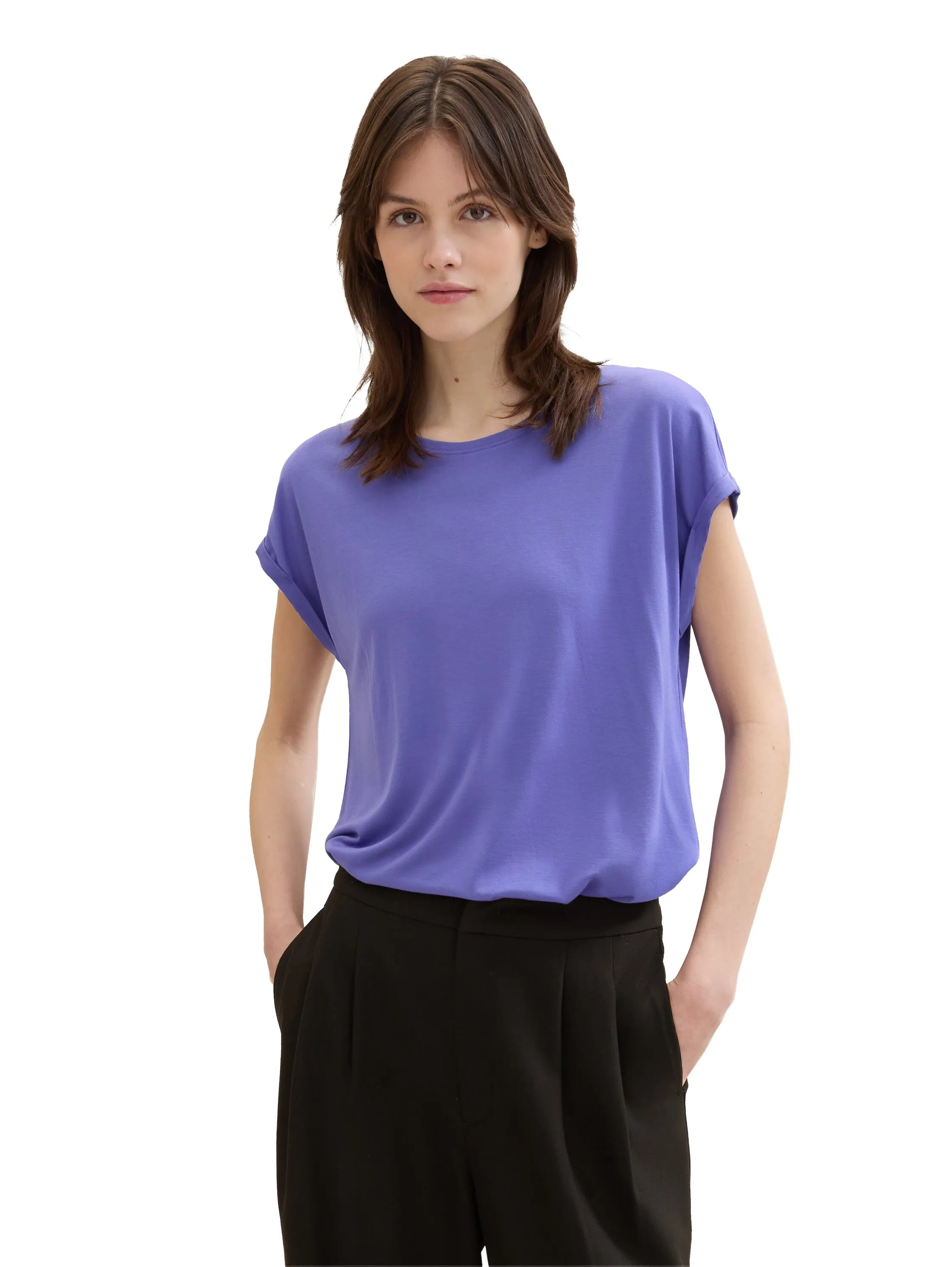 Denim Tom Tailor Vibrant Purple Women Loose-Fit T-Shirt SKU: 1030942_35362 Image 04