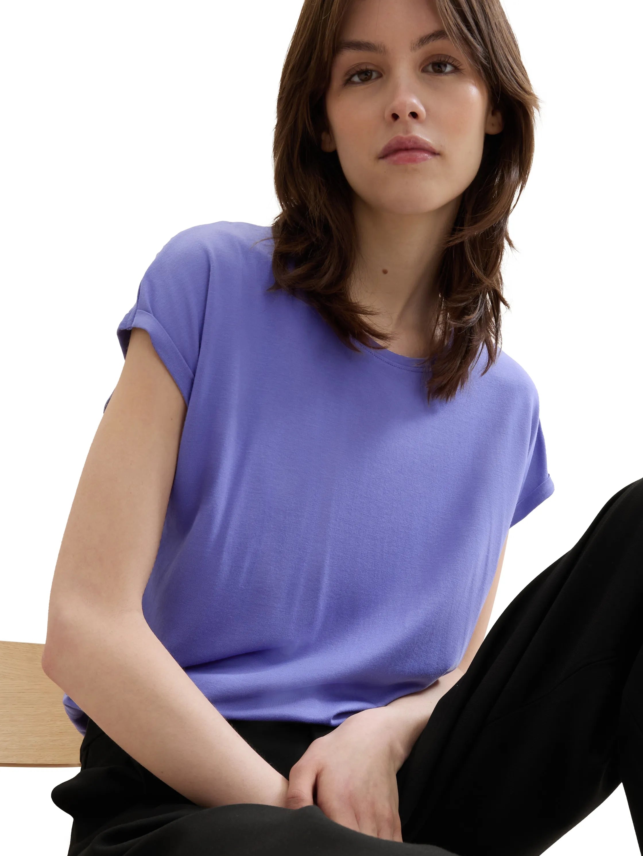 Denim Tom Tailor Vibrant Purple Women Loose-Fit T-Shirt SKU: 1030942_35362 Image 05