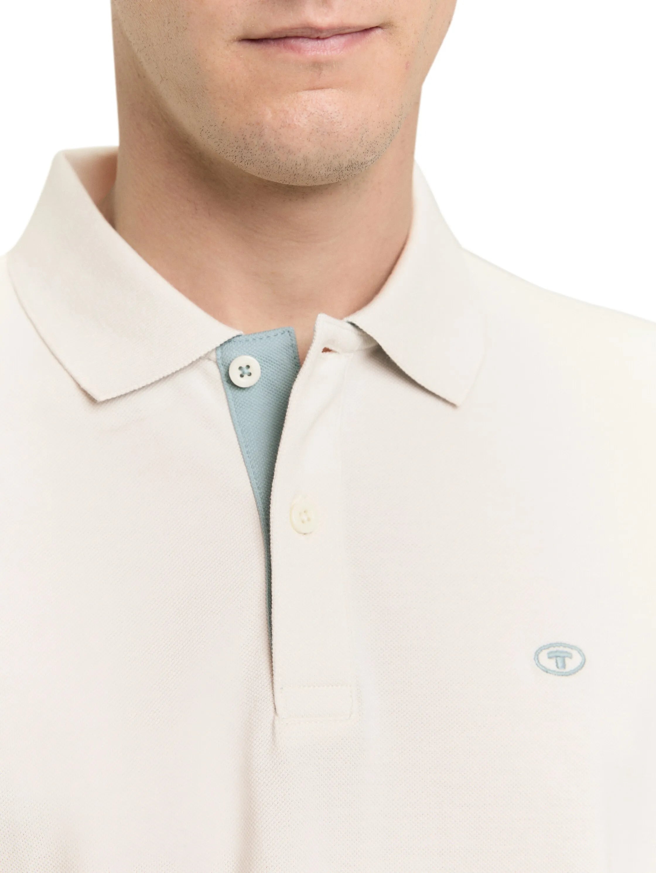 Tom Tailor Gardenia White Men PiquŽ Polo Shirt with Embroidered Logo SKU: 1031006_10348 Image 04