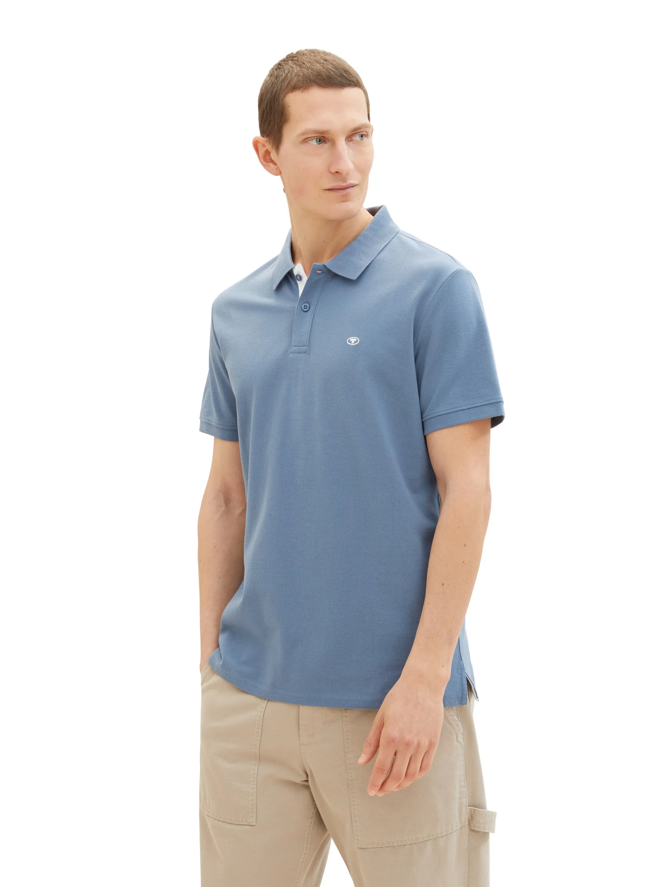 Tom Tailor Gravel Grey Men PiquŽ Polo Shirt with Embroidered Logo SKU: 1031006_10441 Image 05