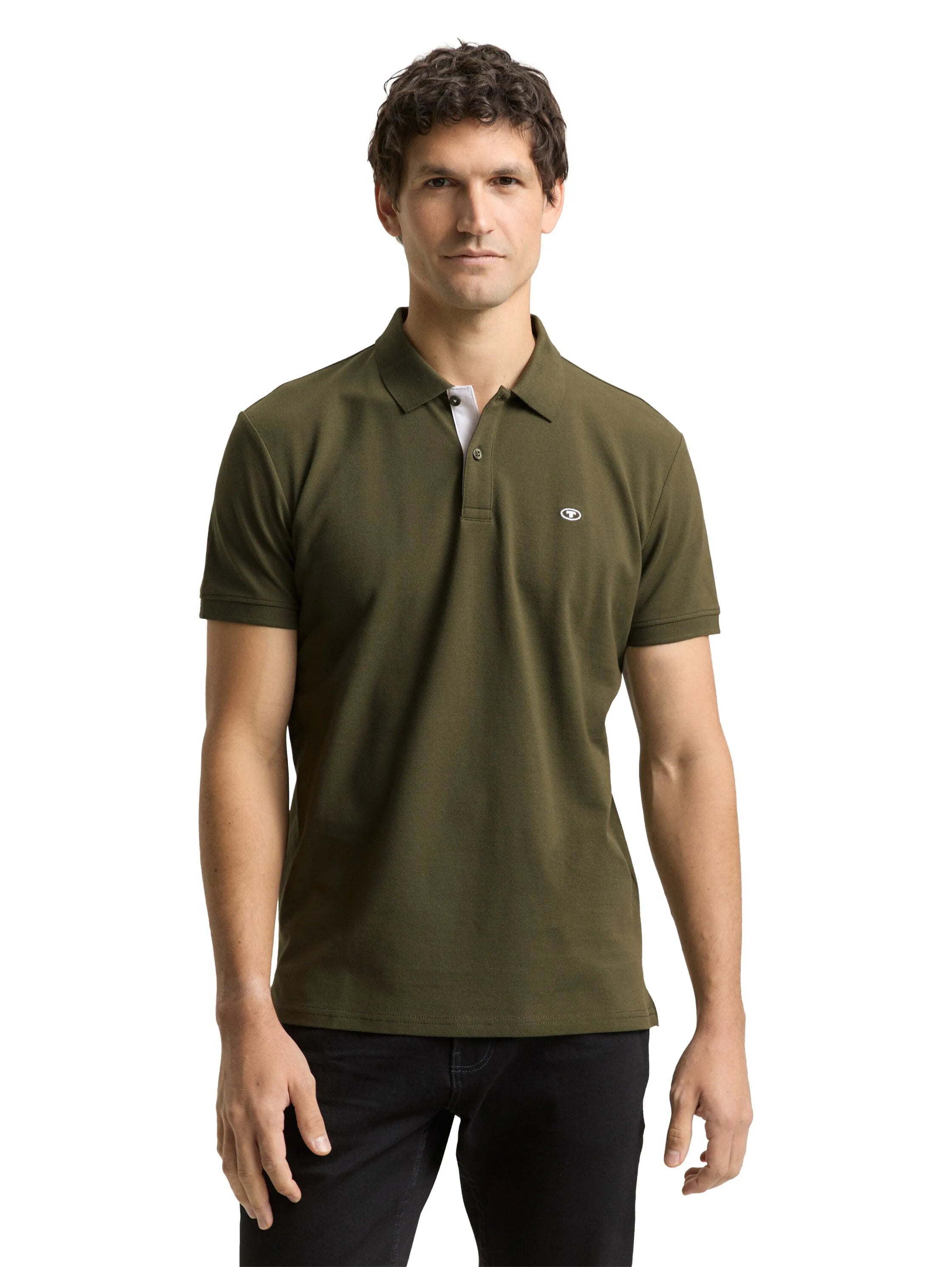 Tom Tailor Deep Forest Green Men PiquŽ Polo Shirt with Embroidered Logo SKU: 1031006_10920 Image 03