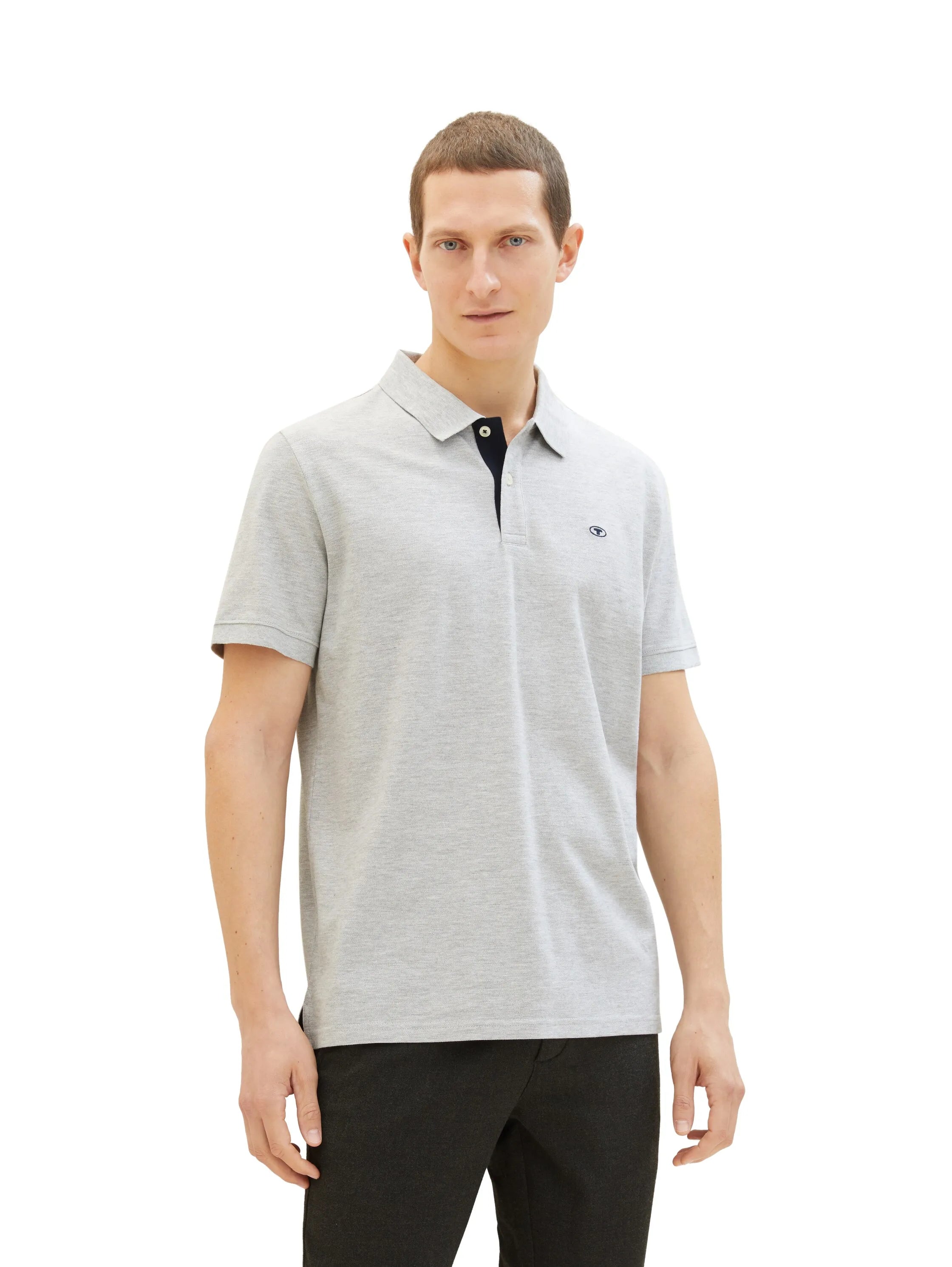 Tom Tailor Grey Heather Melange Men PiquŽ Polo Shirt with Embroidered Logo SKU: 1031006_12035 Image 01