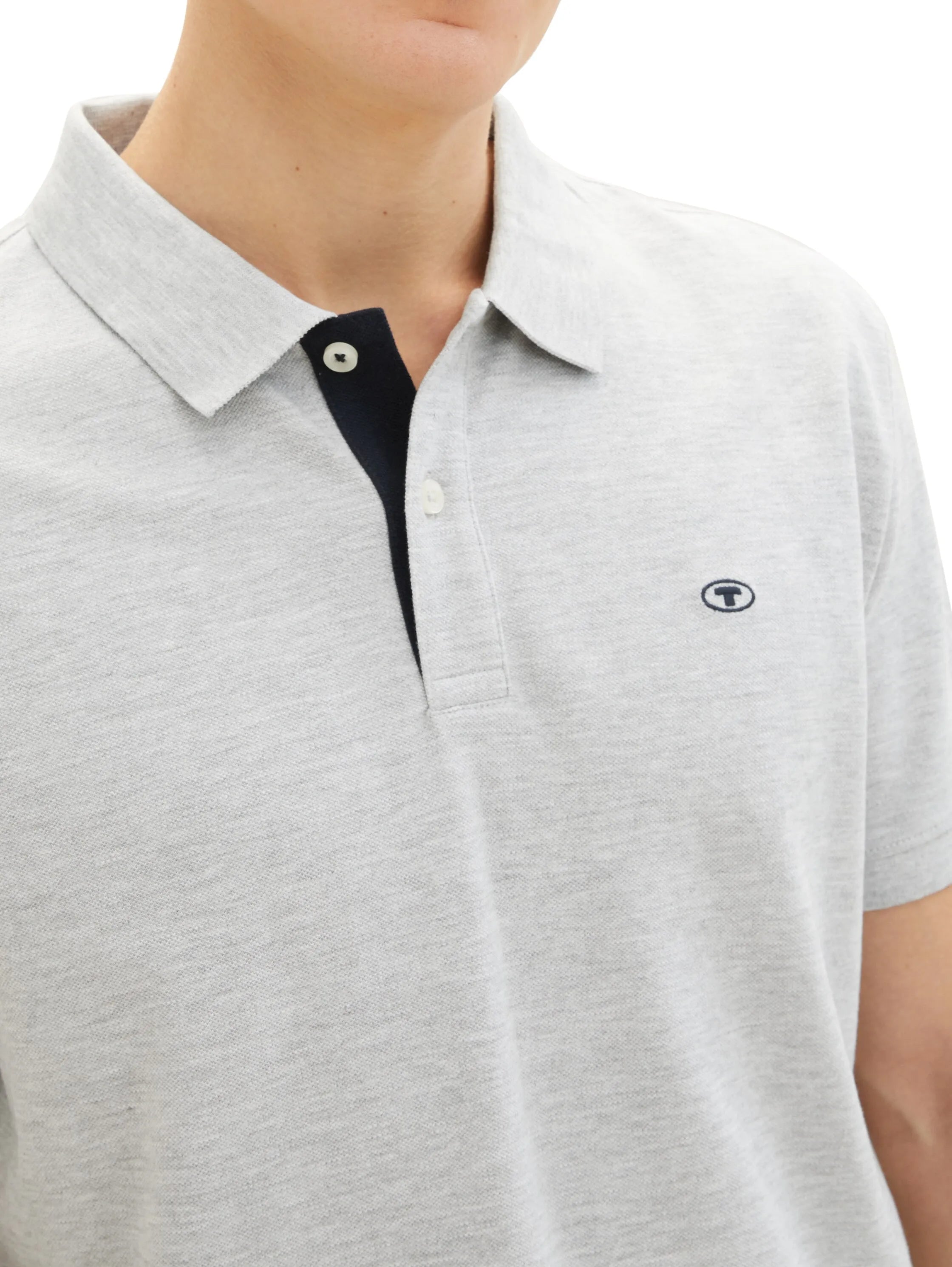Tom Tailor Grey Heather Melange Men PiquŽ Polo Shirt with Embroidered Logo SKU: 1031006_12035 Image 04