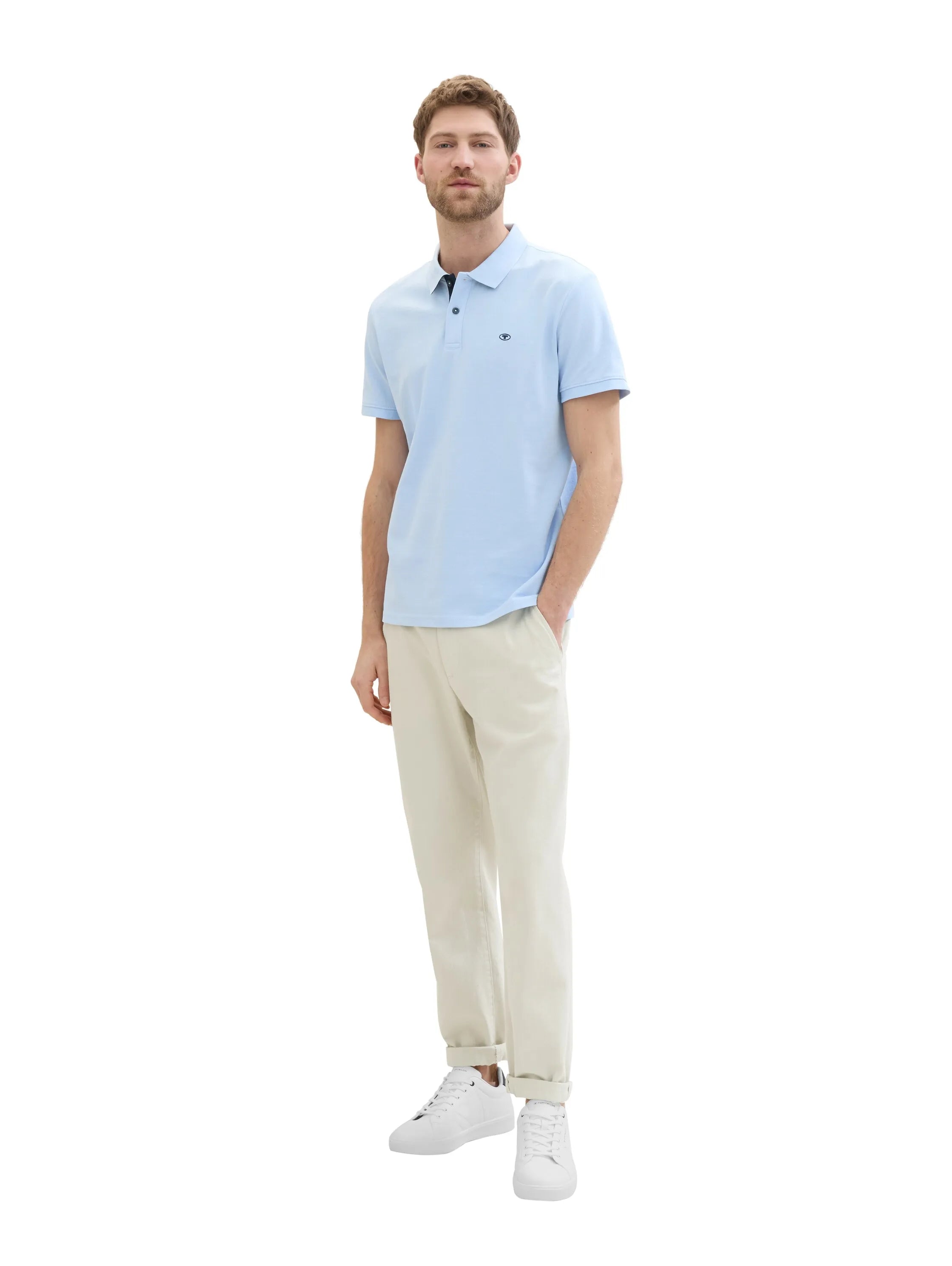 Tom Tailor Windsurf Blue Men PiquŽ Polo Shirt with Embroidered Logo SKU: 1031006_35271 Image 02