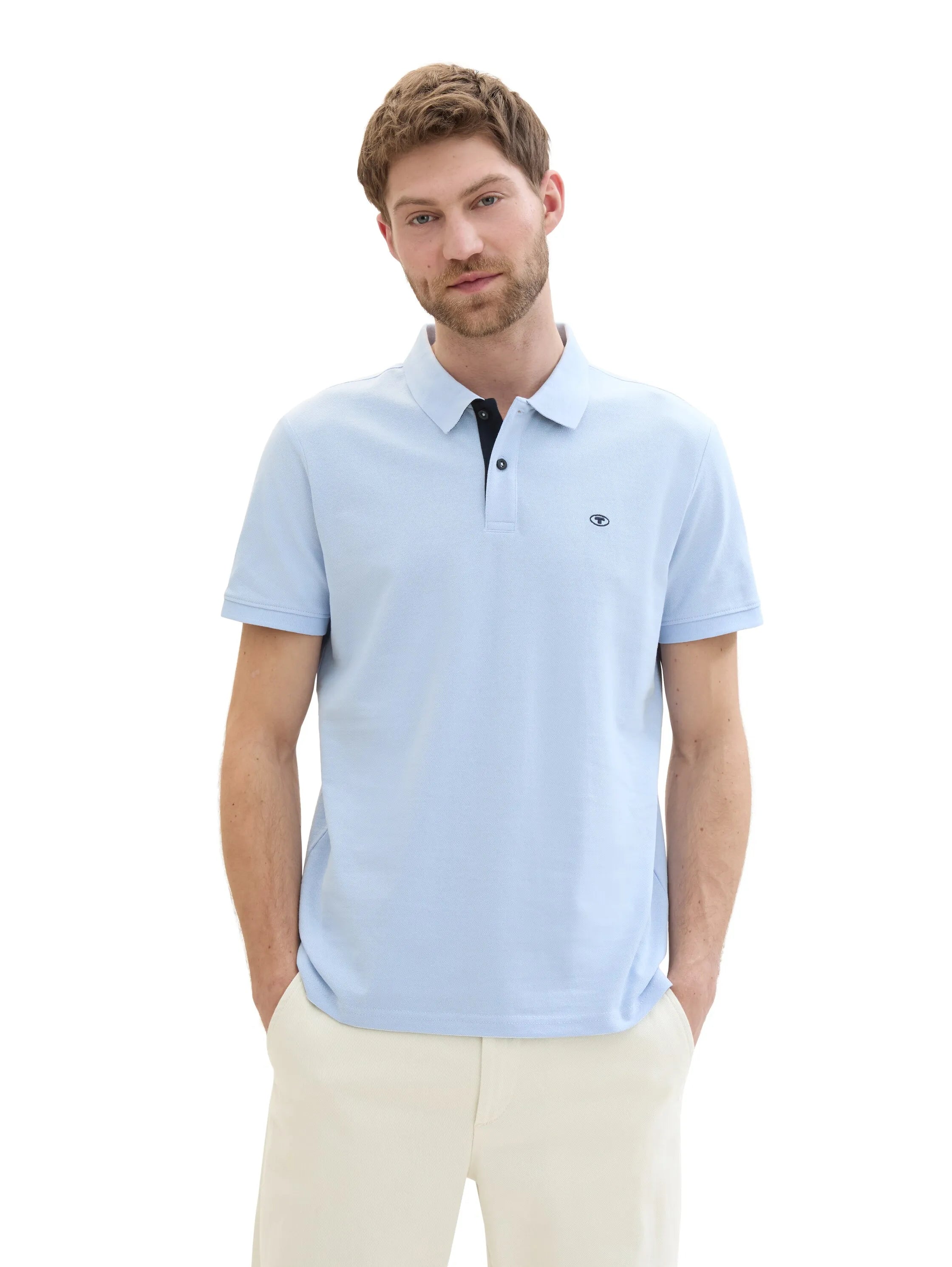 Tom Tailor Windsurf Blue Men PiquŽ Polo Shirt with Embroidered Logo SKU: 1031006_35271 Image 04