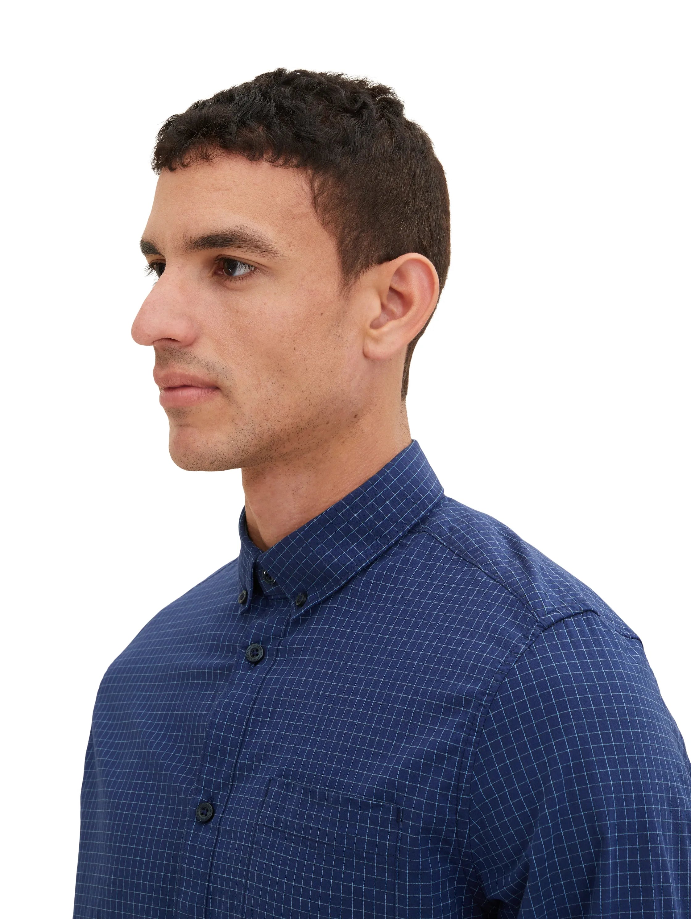 Tom Tailor Navy Blue Check Men Shirt in a Checked Pattern SKU: 1034882_31166 Image 04