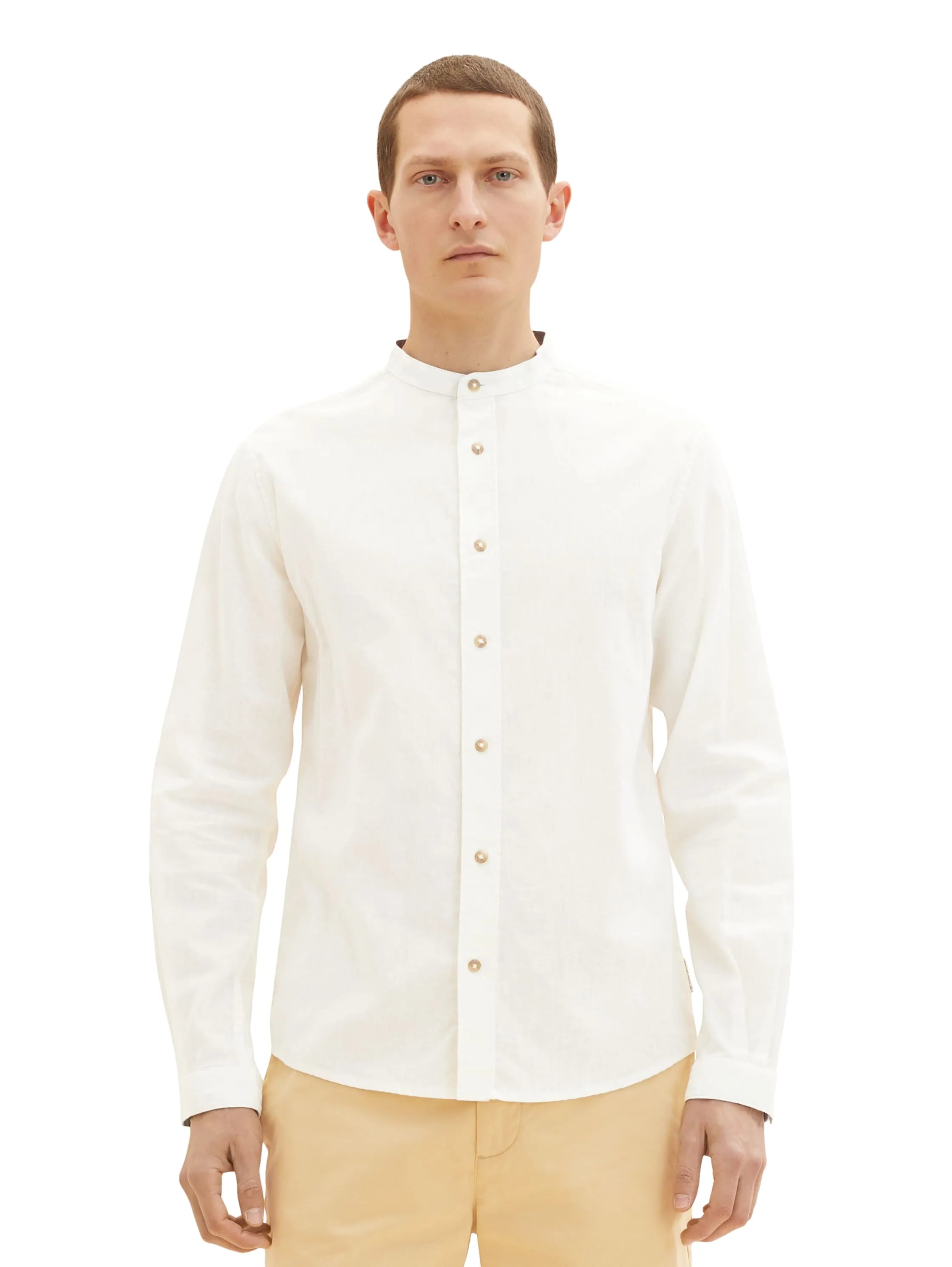 Tom Tailor Off White Men Cotton Linen Shirt SKU: 1034903_10332 Image 04