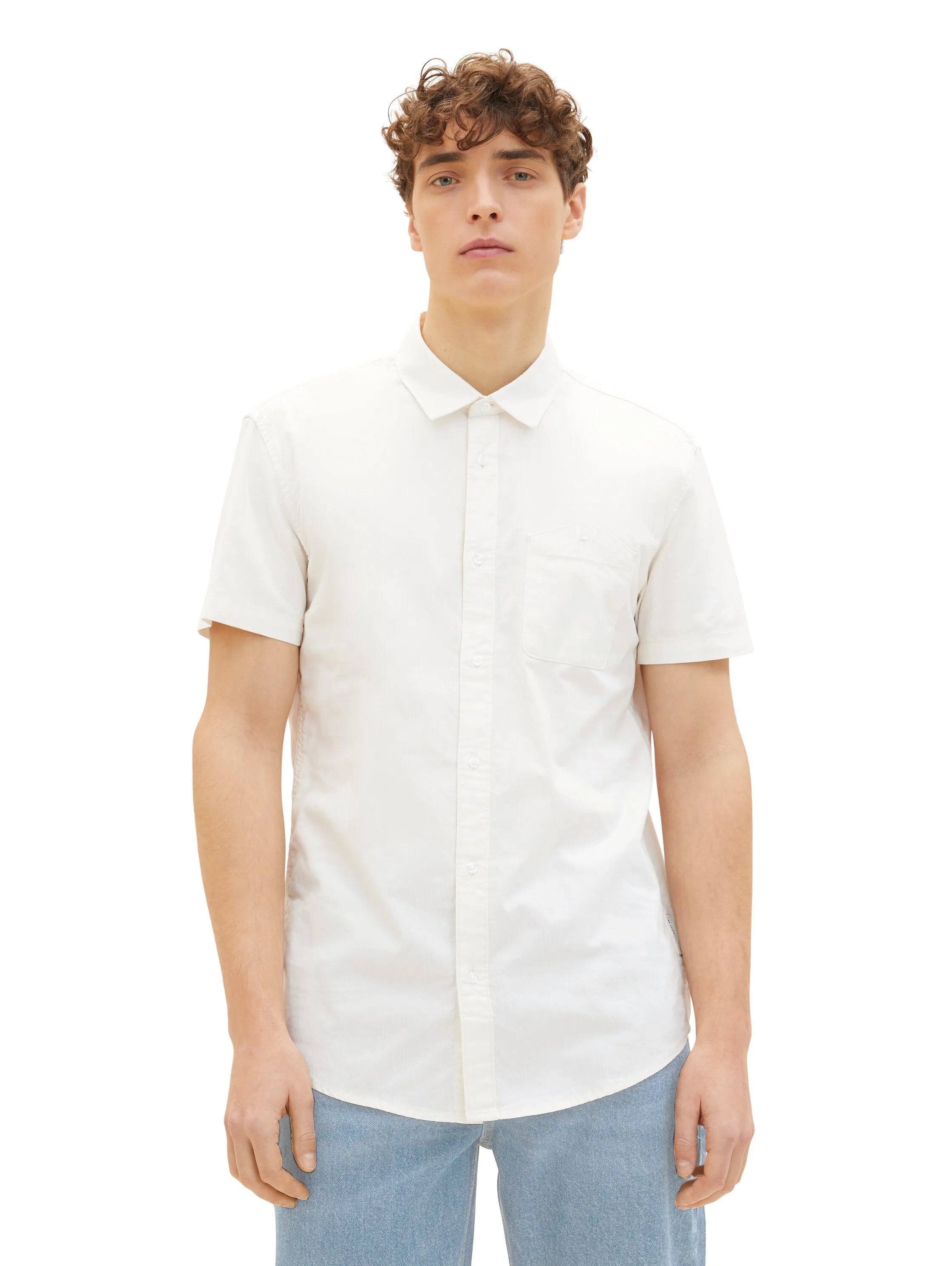 Denim Tom Tailor Wool White Men Short-Sleeved Shirt with a Chest Pocket SKU: 1034912_12906 Image 04