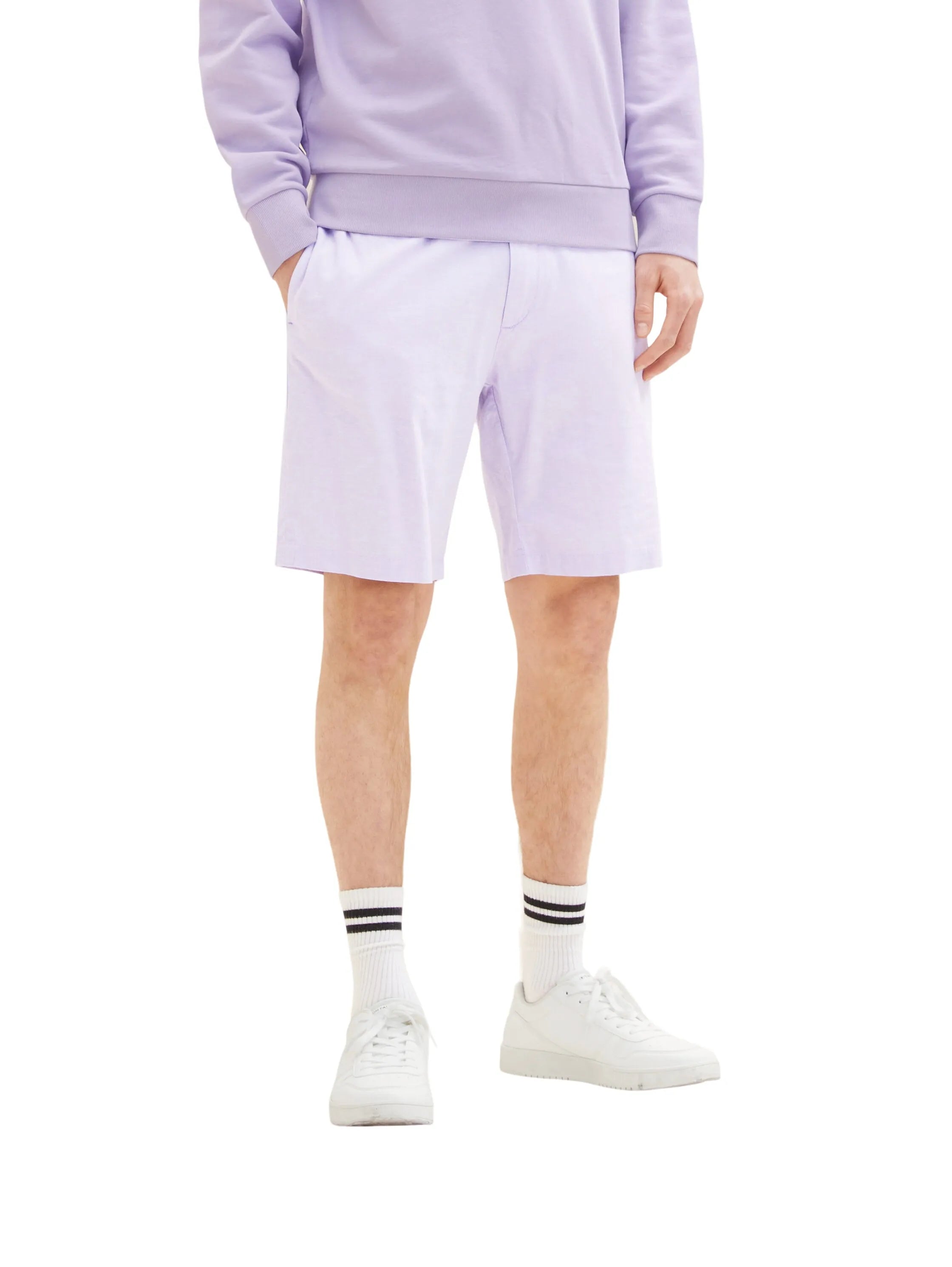 Denim Tom Tailor Lilac White Chambray Men Bermuda Shorts with Linen SKU: 1034984_31152 Image 01