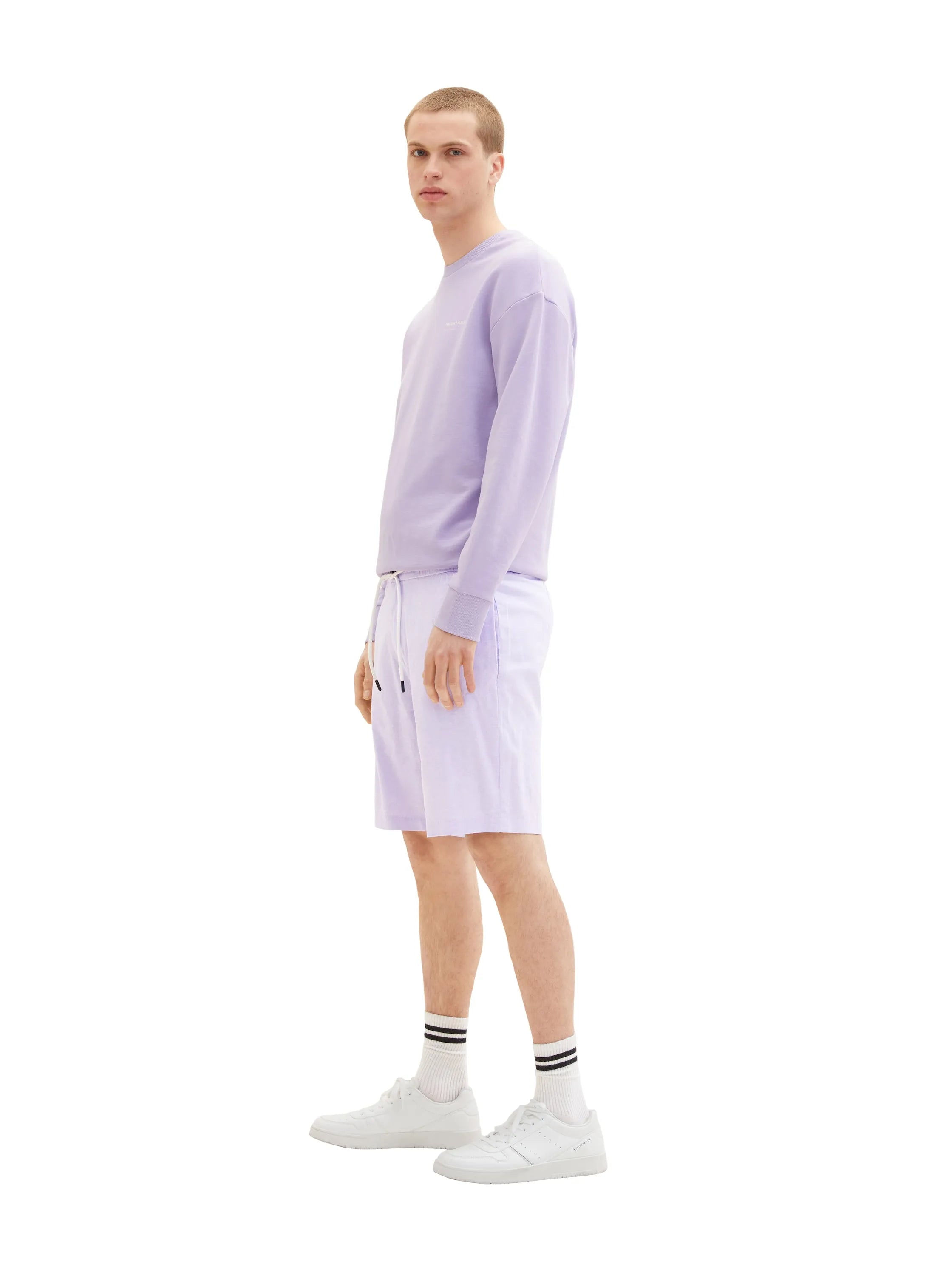 Denim Tom Tailor Lilac White Chambray Men Bermuda Shorts with Linen SKU: 1034984_31152 Image 02