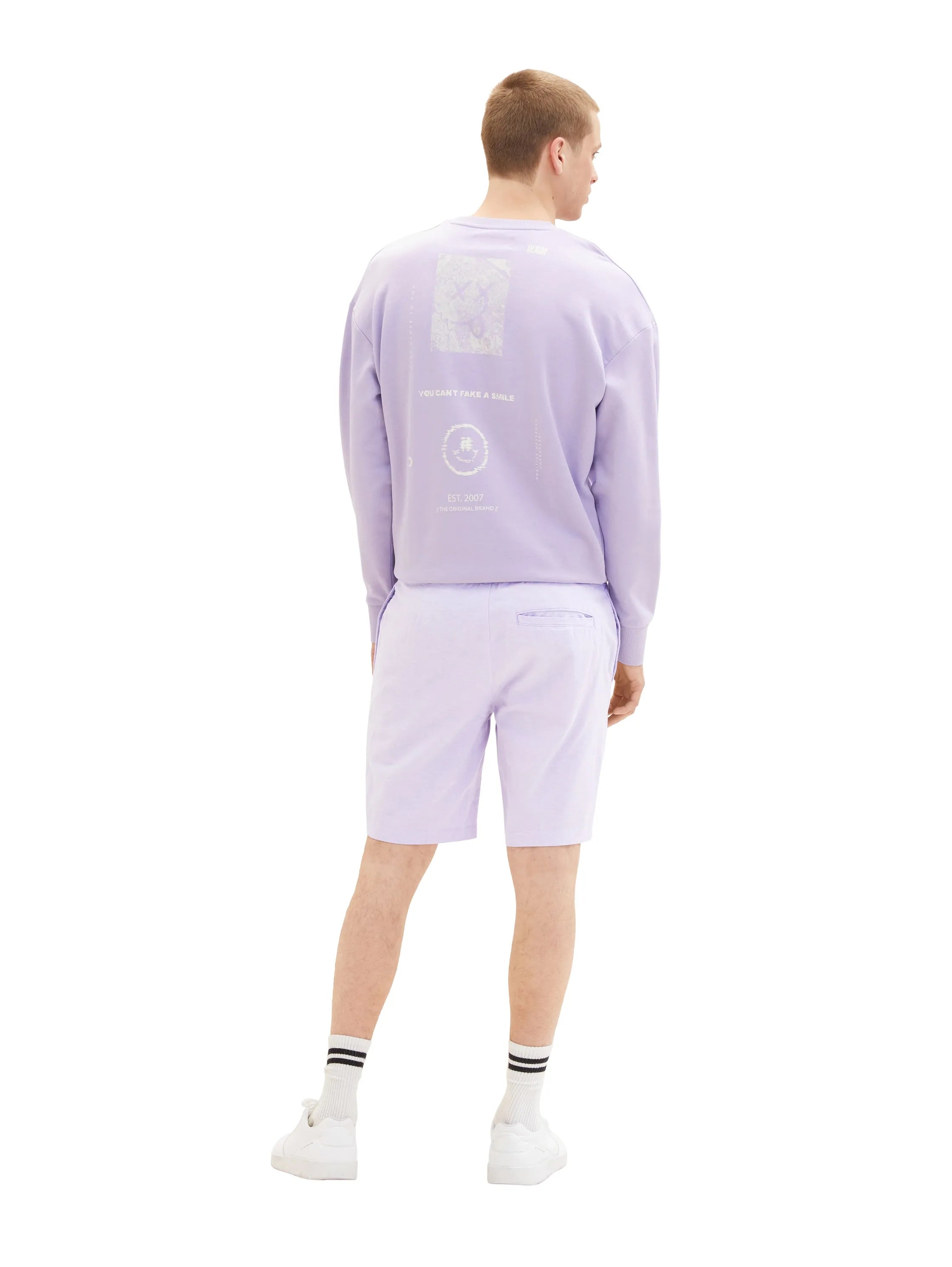 Denim Tom Tailor Lilac White Chambray Men Bermuda Shorts with Linen SKU: 1034984_31152 Image 04
