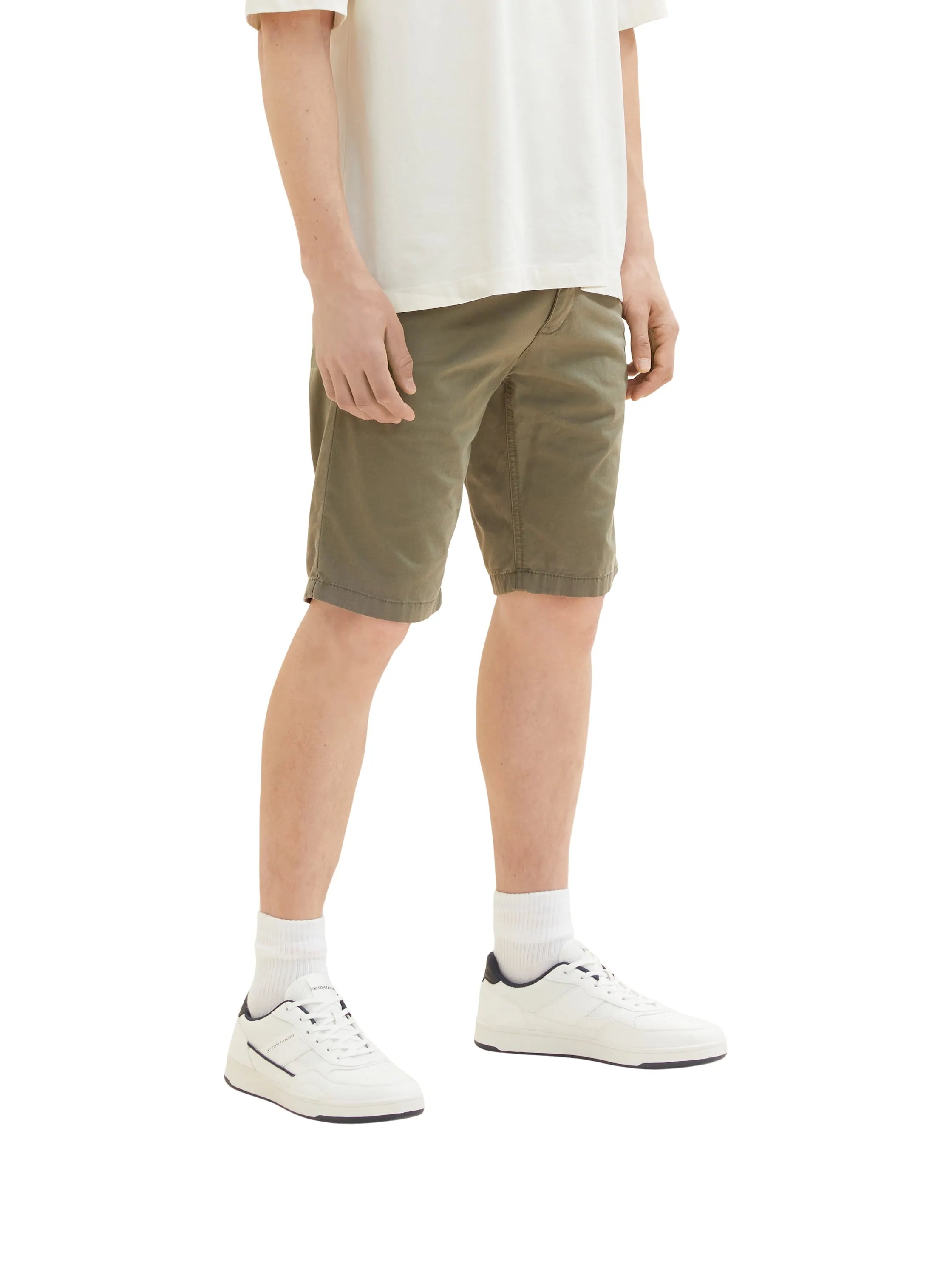 Tom Tailor Dusty Olive Green Men Chino Bermuda Shorts SKU: 1035037_10415 Image 01
