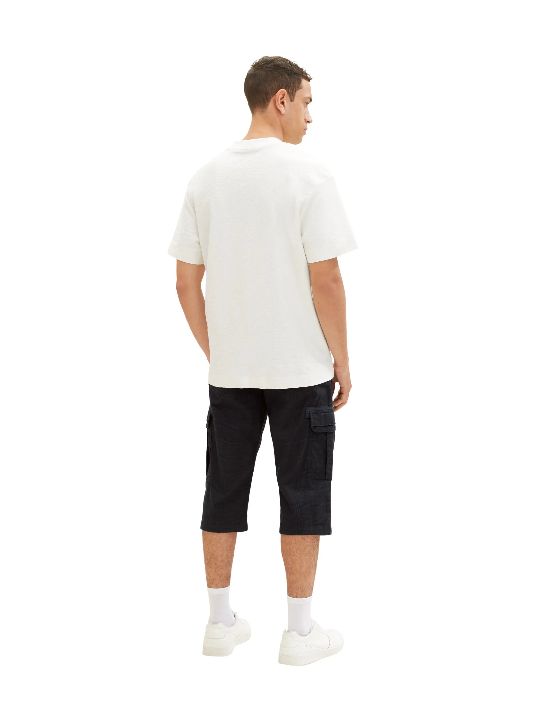 Tom Tailor Navy Check Men Patterned Cargo Shorts SKU: 1035042_31293 Image 04