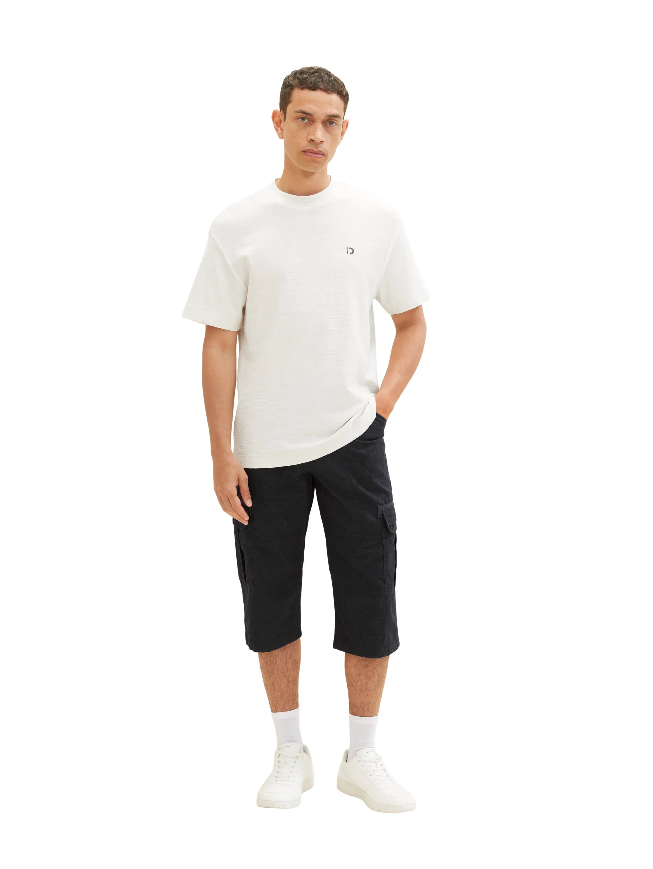 Tom Tailor Navy Check Men Patterned Cargo Shorts SKU: 1035042_31293 Image 06