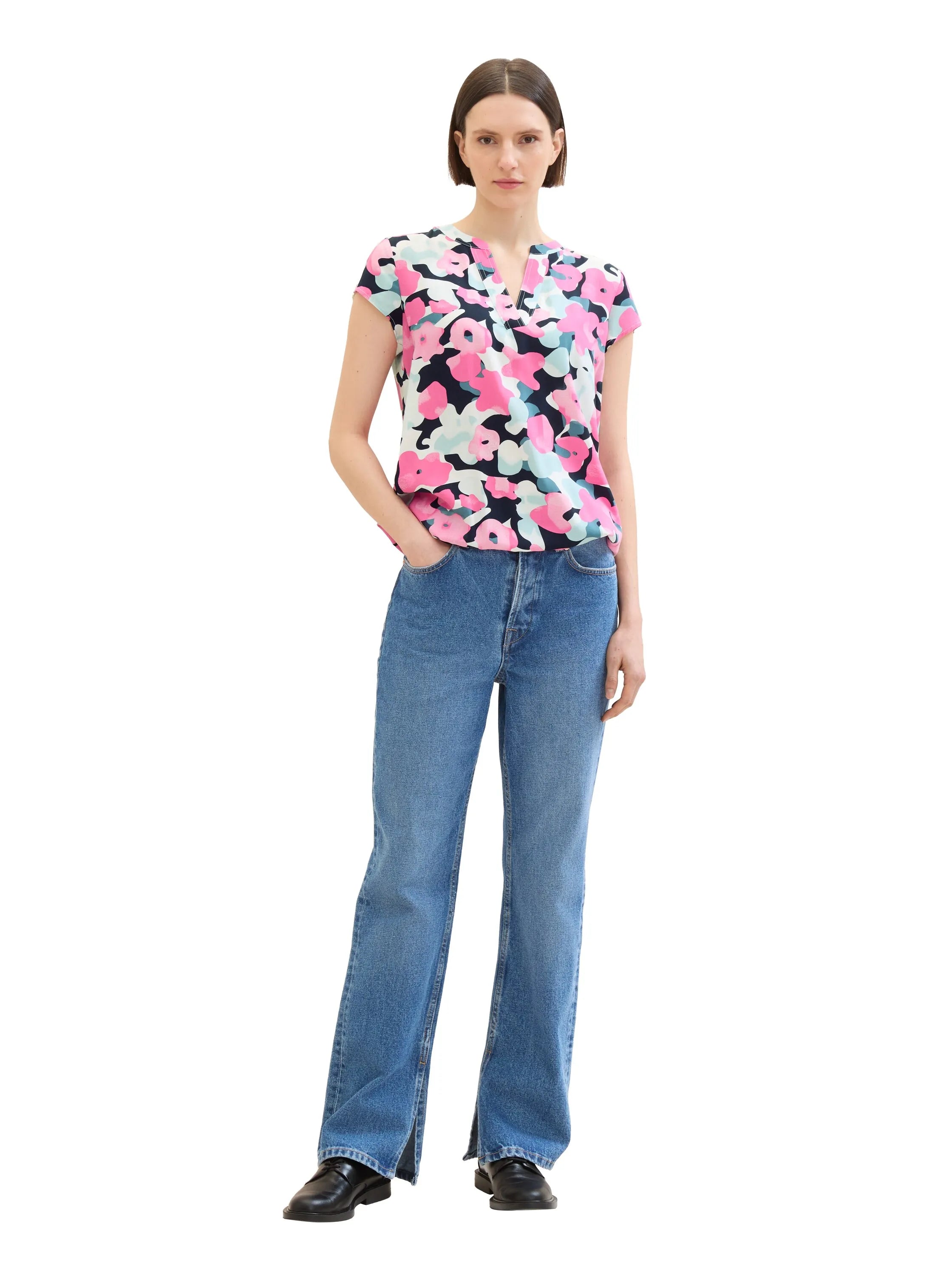 Tom Tailor Pink Colorful Floral Design Women Patterned Blouse SKU: 1035245_35290 Image 02