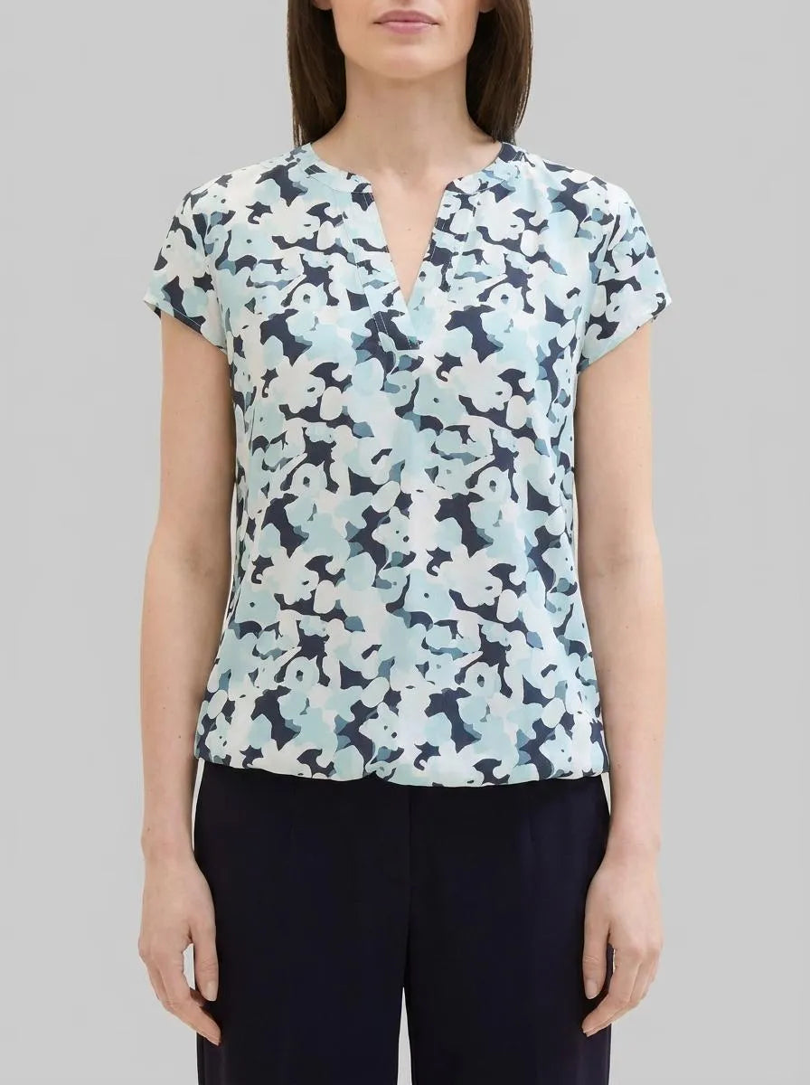 Tom Tailor Blue Small Floral Design Women Patterned Blouse SKU: 1035245_35291 Image 00
