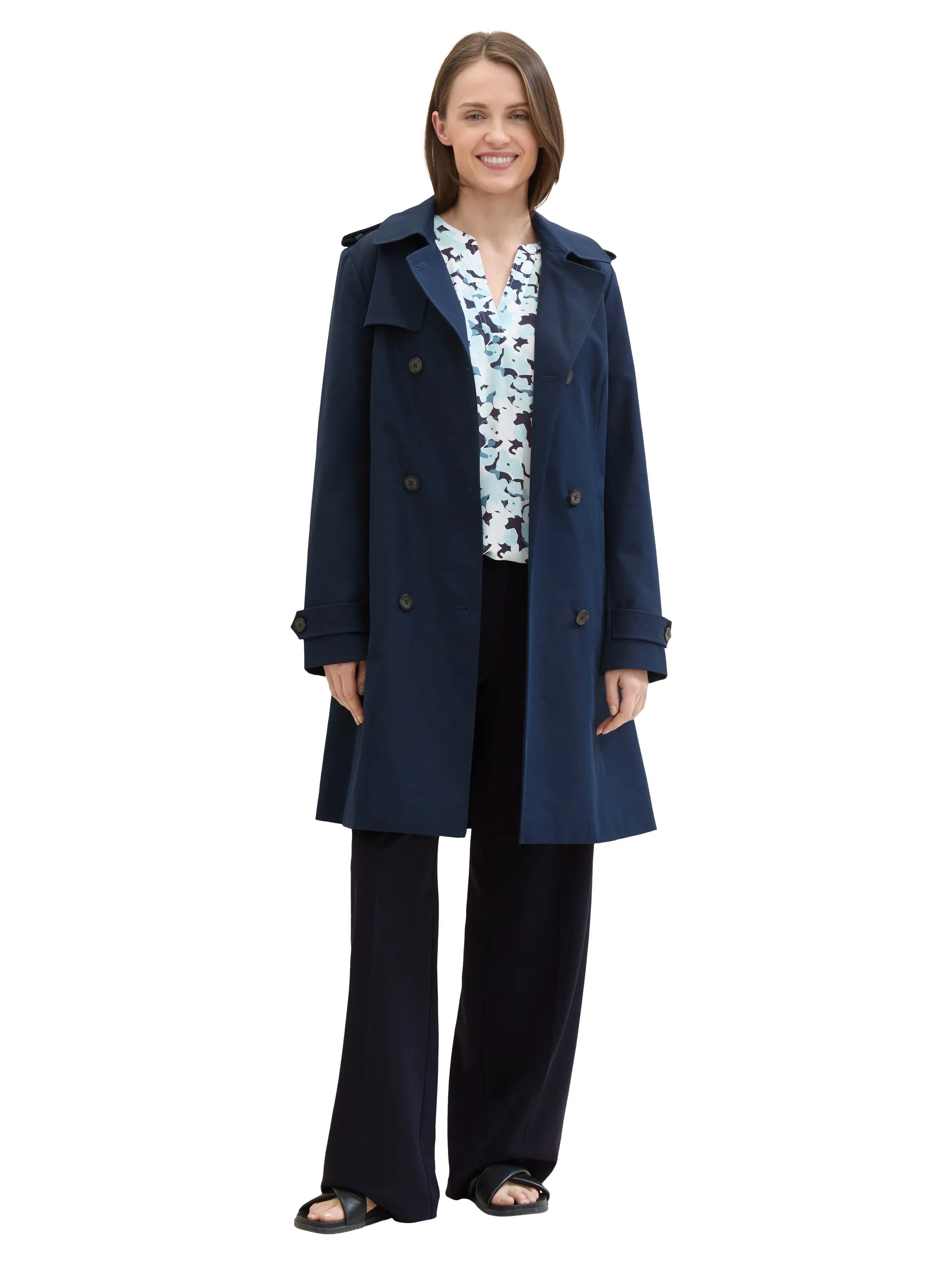 Tom Tailor Blue Small Floral Design Women Patterned Blouse SKU: 1035245_35291 Image 02