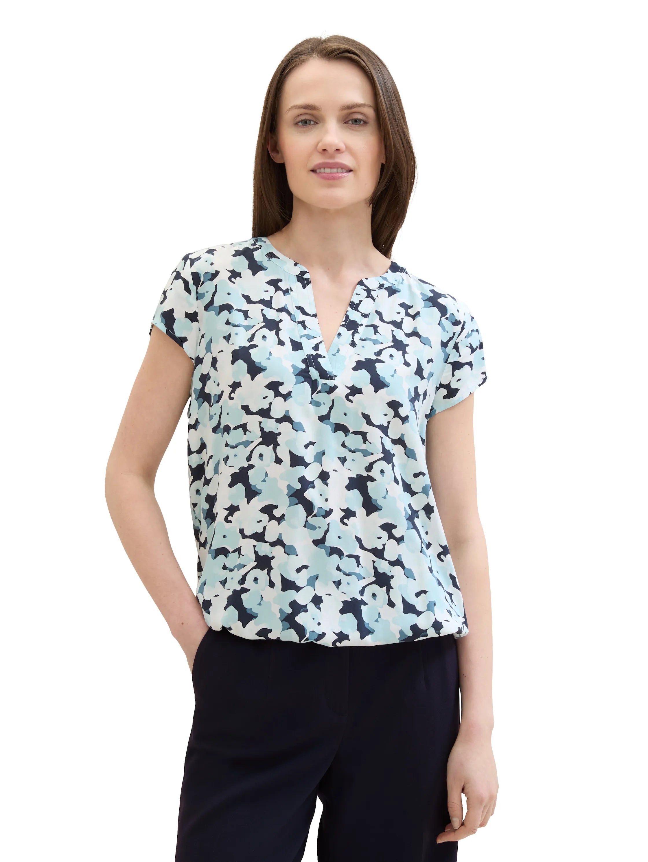 Tom Tailor Blue Small Floral Design Women Patterned Blouse SKU: 1035245_35291 Image 04
