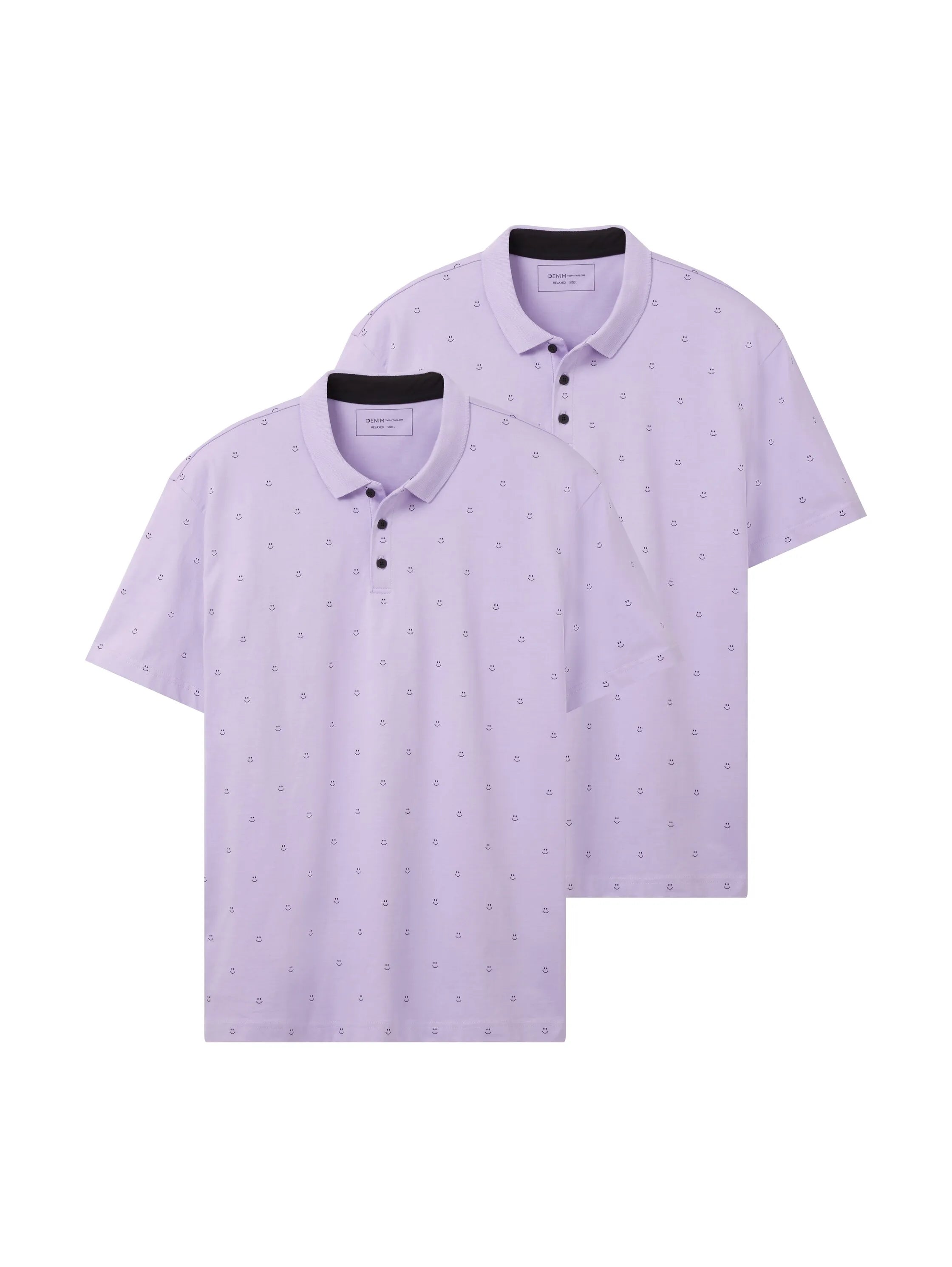 Denim Tom Tailor Lilac Smiley Print Men Polo Shirt with an All-Over Print SKU: 1035287_31566 Image 07