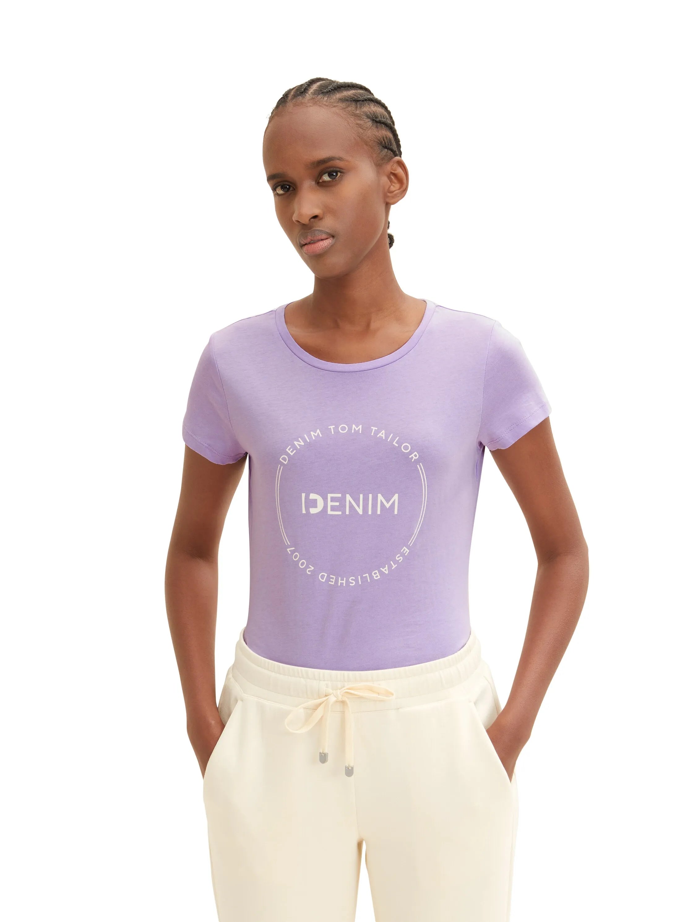 Denim Tom Tailor Lilac Vibe Women T-Shirt with a Logo Print SKU: 1035361_31042 Image 01