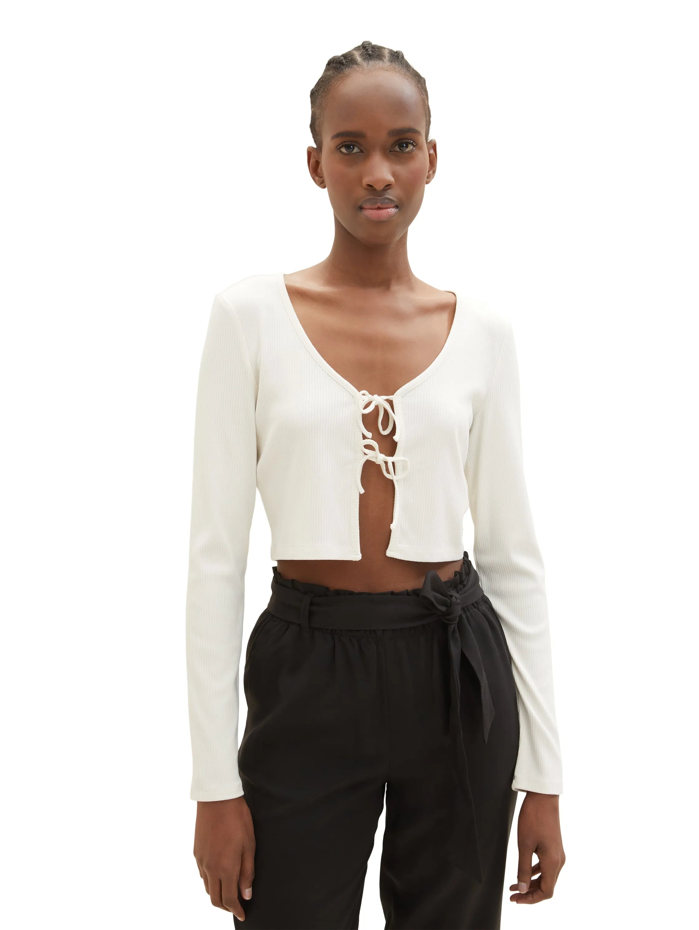Denim Tom Tailor Gardenia White Women Ribbed Bolero T-Shirt SKU: 1035373_10348 Image 05