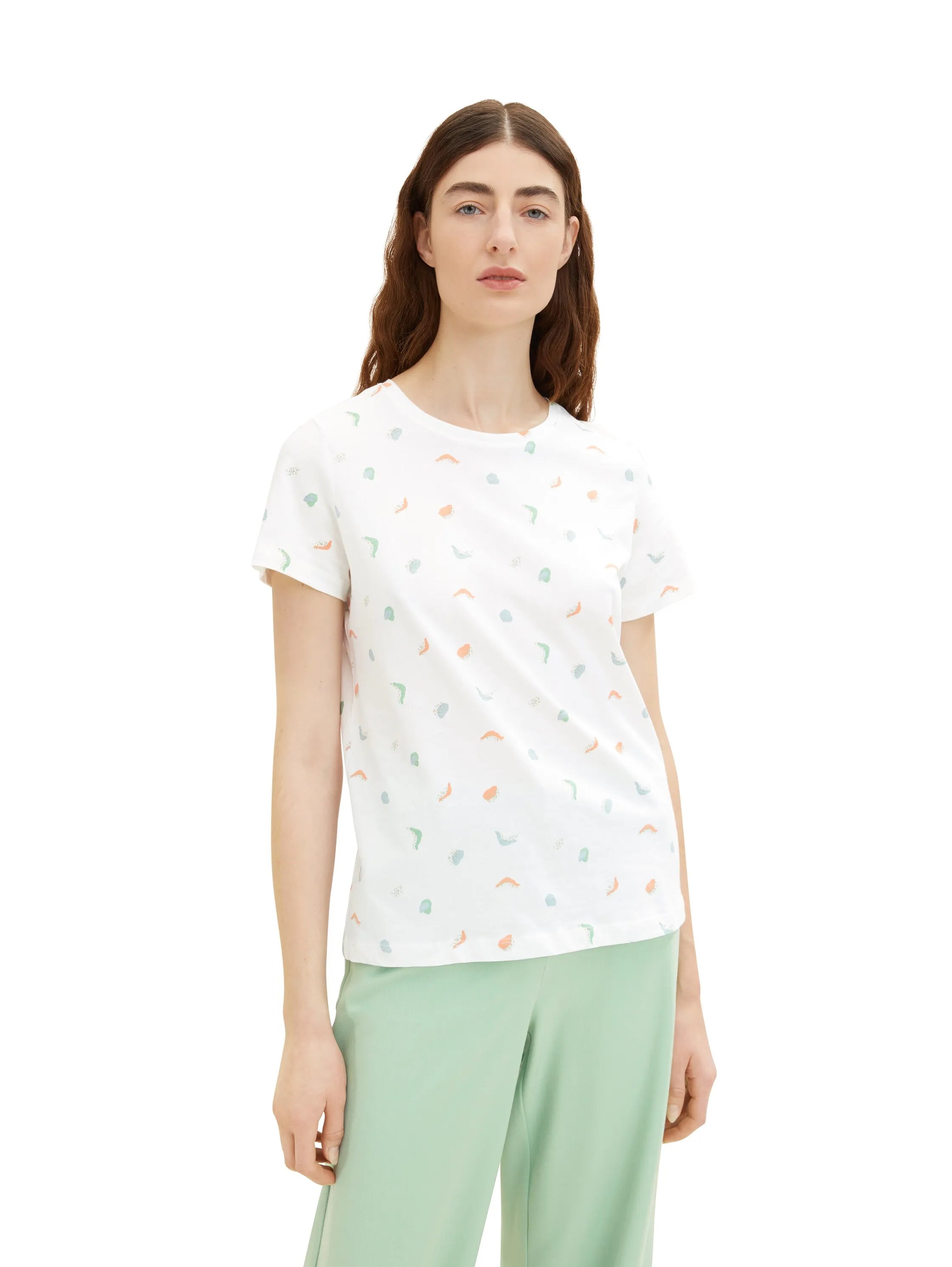 Tom Tailor Offwhite Abstract Dot Print Women T-Shirt with a Print SKU: 1035378_31577 Image 04