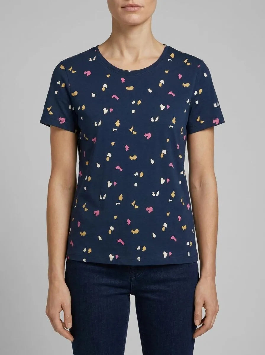 Tom Tailor Navy Geo Shapes Design Women T-Shirt with a Print SKU: 1035378_31790 Image 00