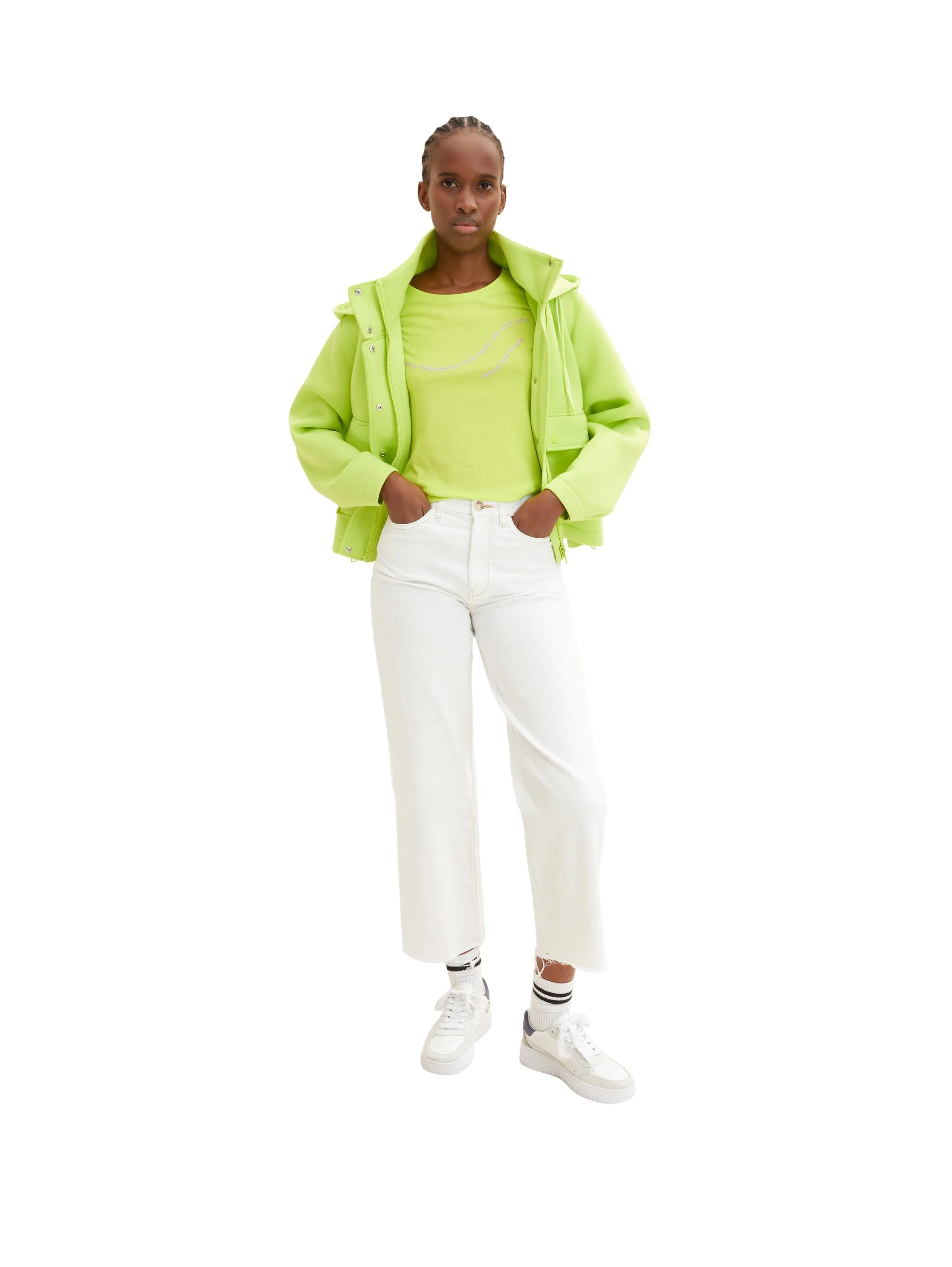 Denim Tom Tailor Neon Lime Women T-Shirt with a Text Print SKU: 1035383_24702 Image 02