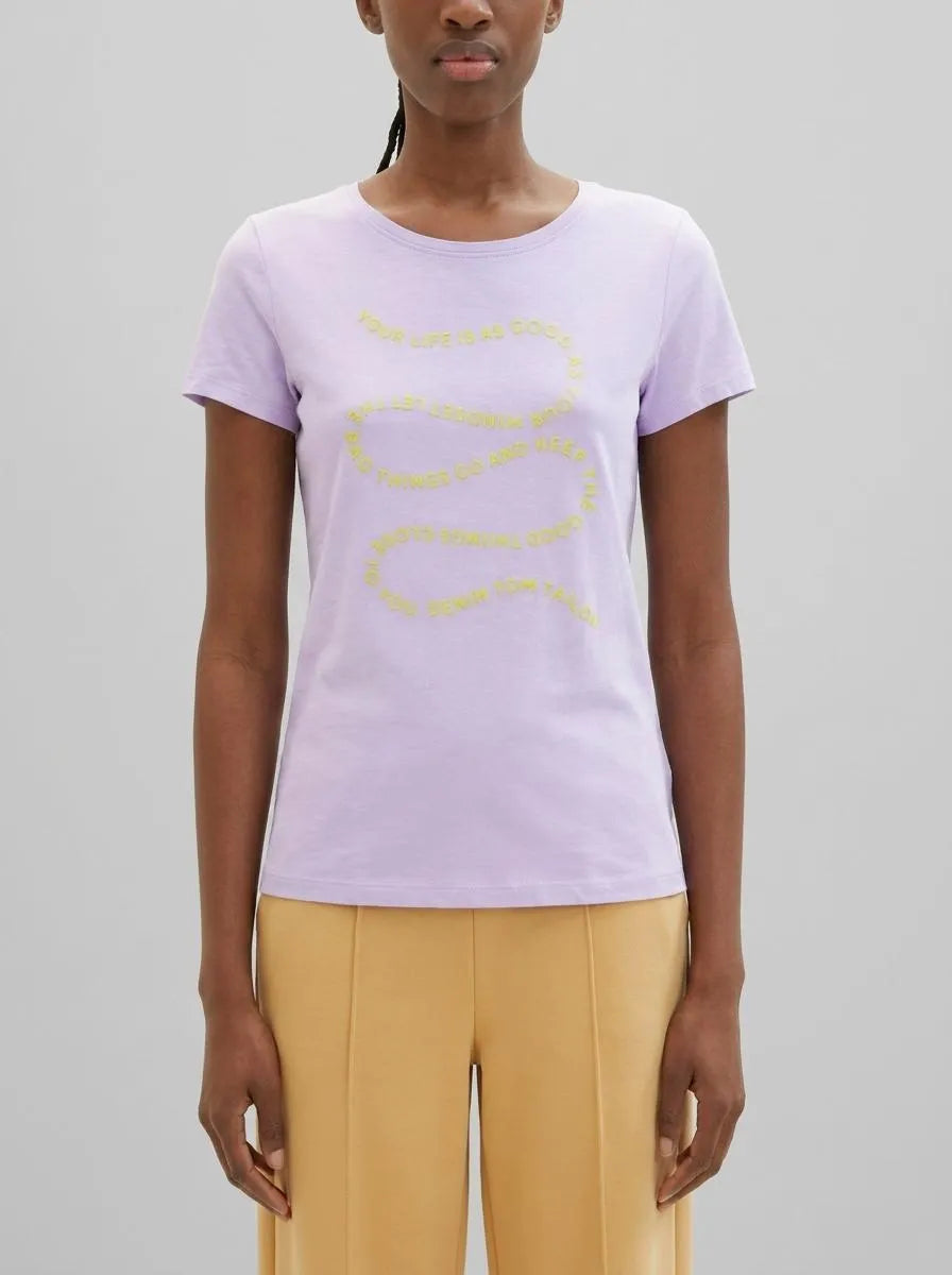 Denim Tom Tailor Lilac Vibe Women T-Shirt with a Text Print SKU: 1035383_31042 Image 00