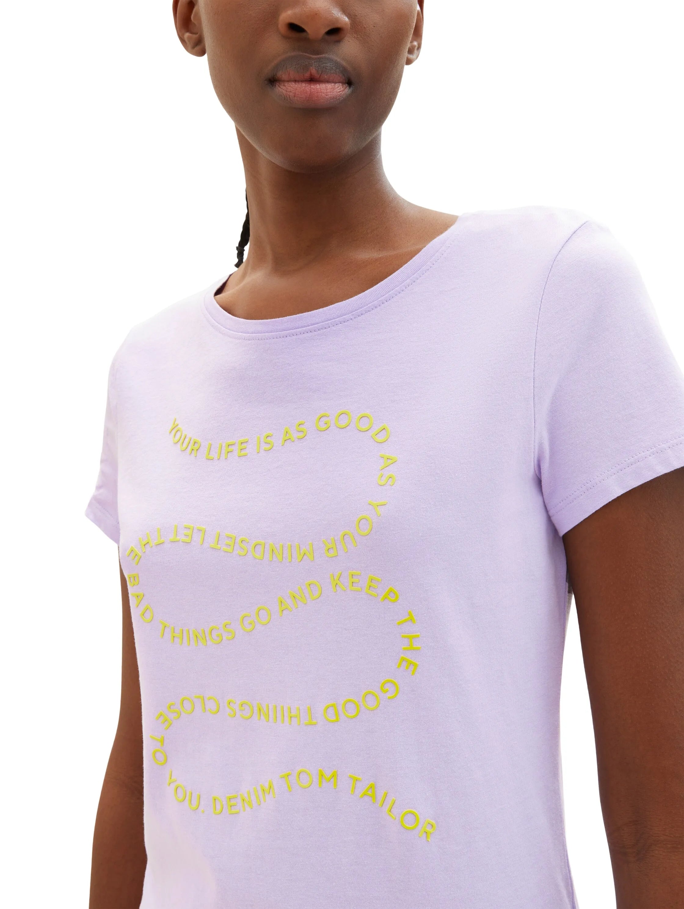 Denim Tom Tailor Lilac Vibe Women T-Shirt with a Text Print SKU: 1035383_31042 Image 05