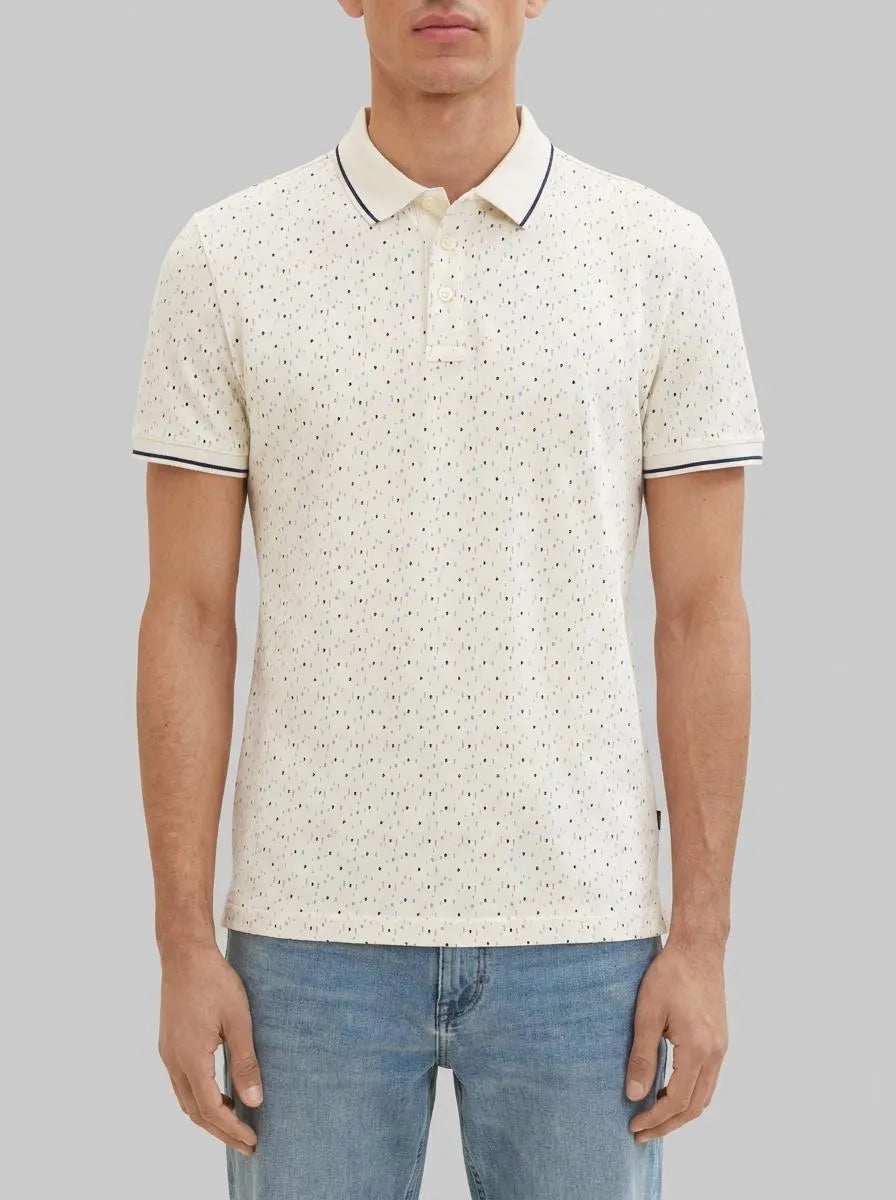 Tom Tailor Off White Multicolor Design Men Patterned Polo Shirt SKU: 1035521_31266 Image 00