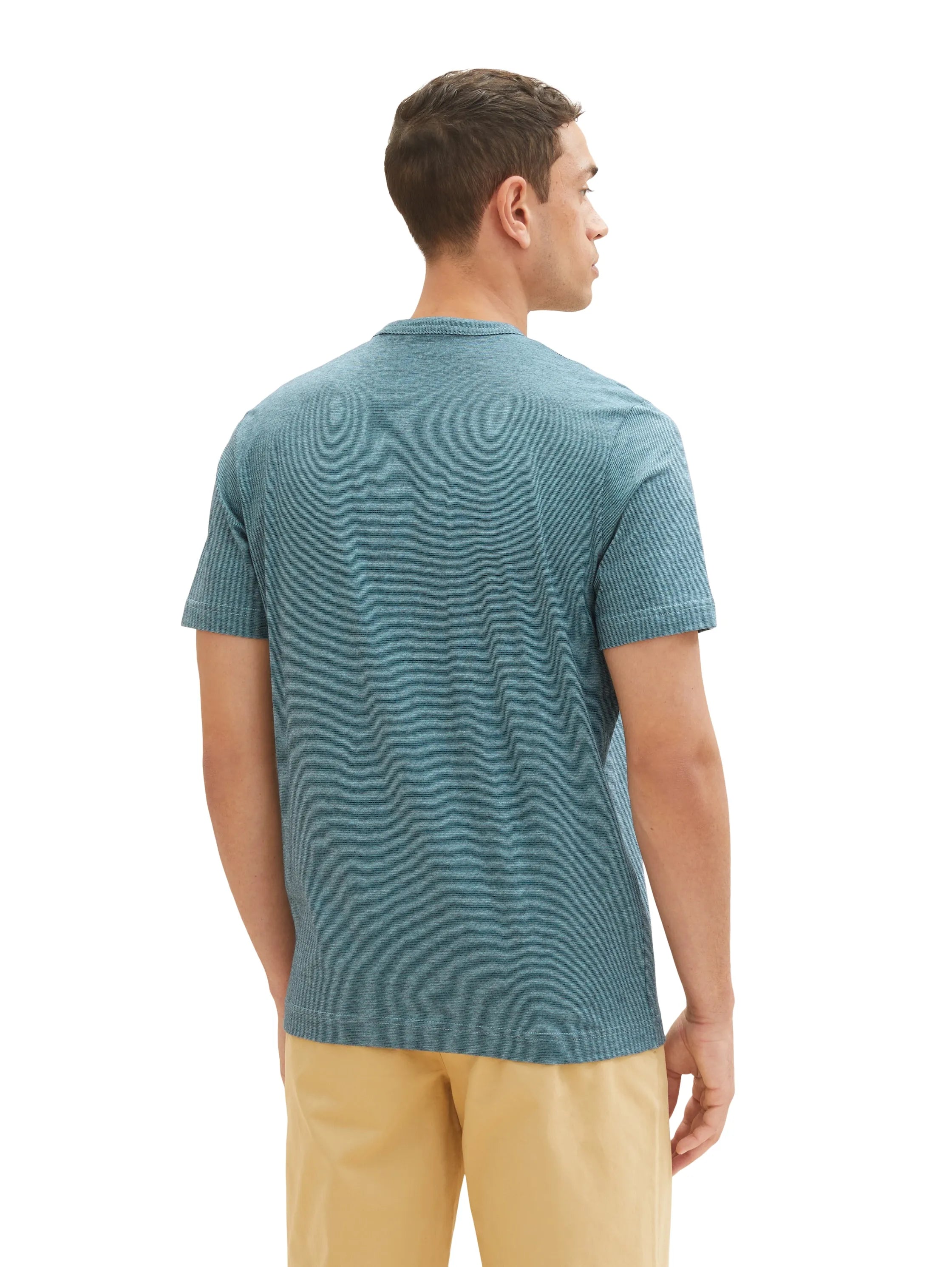 Tom Tailor Navy Blue Stone Fine Stripe Men T-Shirt with a Print SKU: 1035549_32011 Image 03