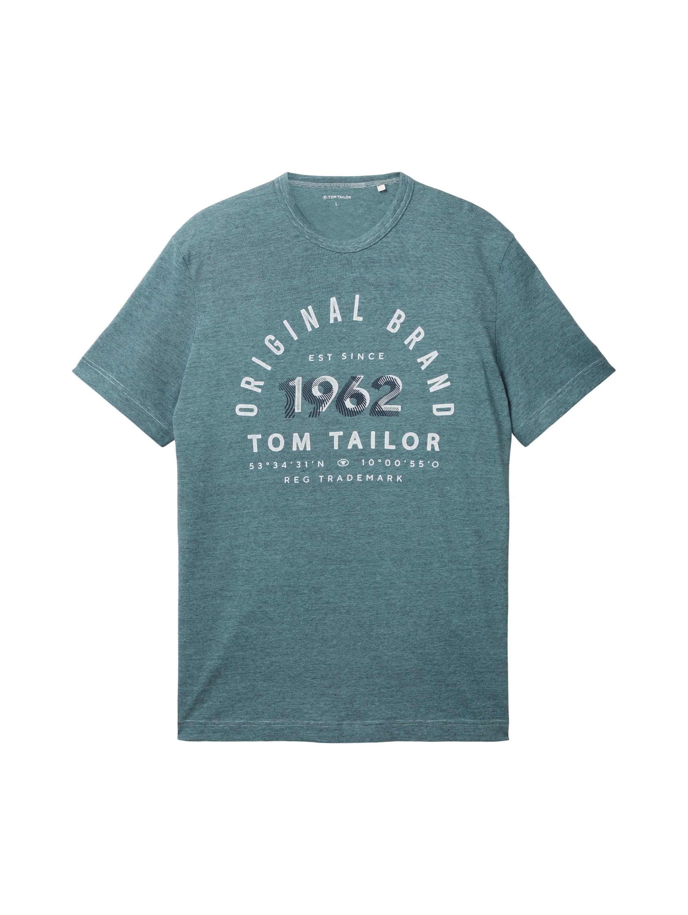 Tom Tailor Navy Blue Stone Fine Stripe Men T-Shirt with a Print SKU: 1035549_32011 Image 07