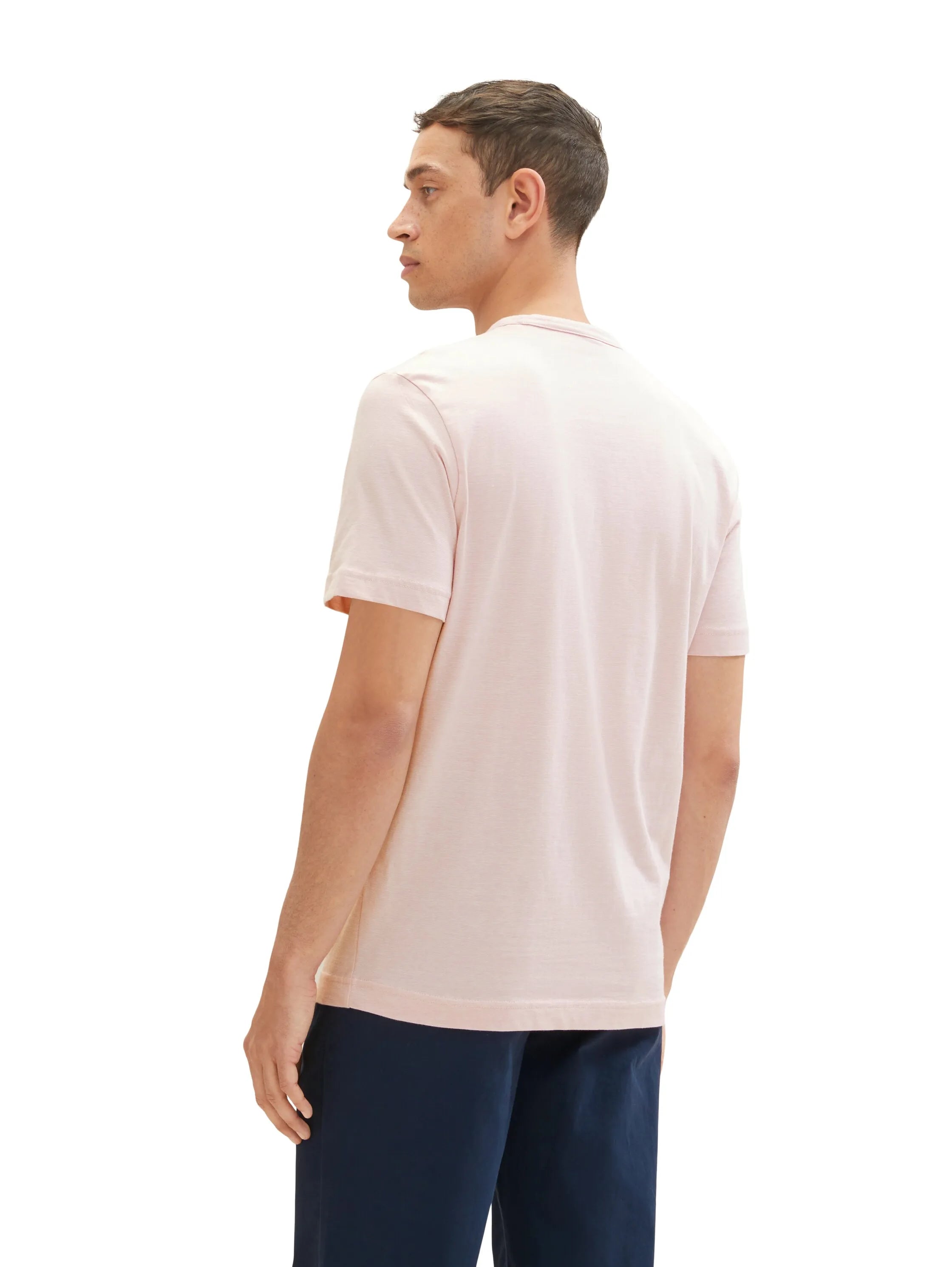 Tom Tailor Morning Pink Fine Stripe Men T-Shirt with a Print SKU: 1035549_32012 Image 03