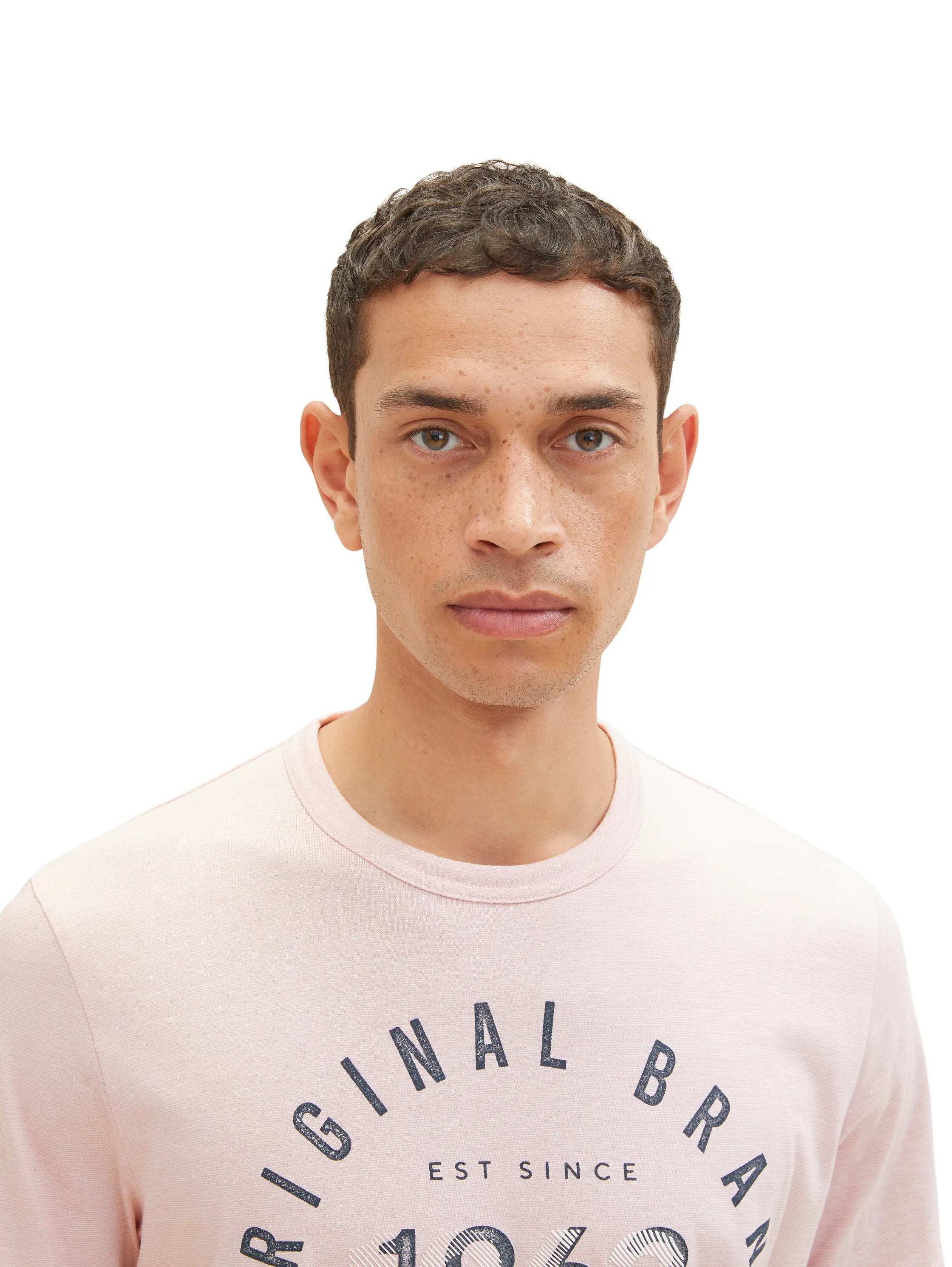 Tom Tailor Morning Pink Fine Stripe Men T-Shirt with a Print SKU: 1035549_32012 Image 04