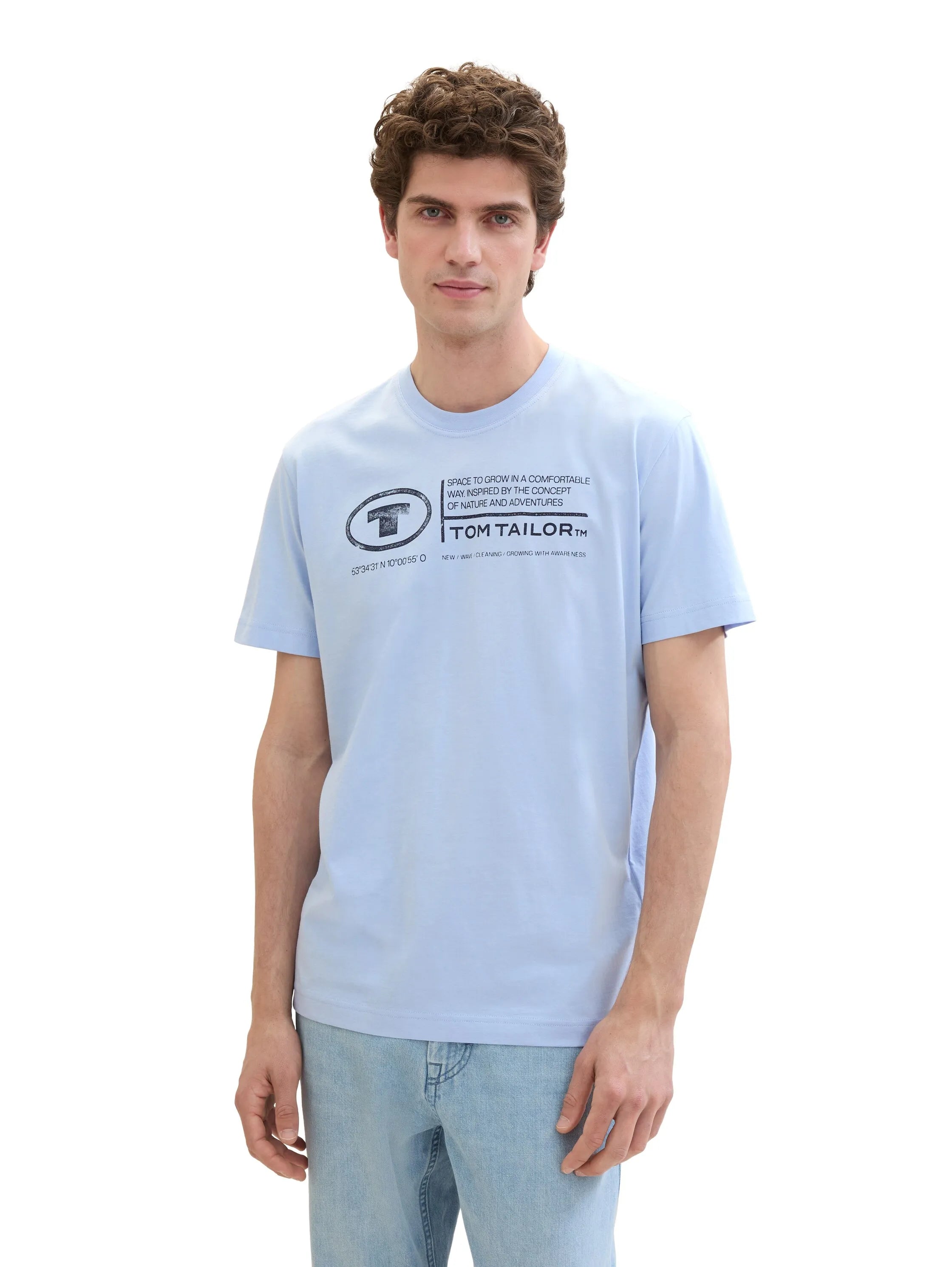 Tom Tailor Windsurf Blue Men T-Shirt with Logo Print SKU: 1035611_35271 Image 04
