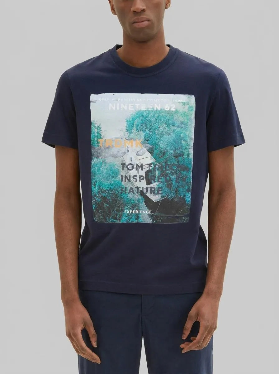 Tom Tailor Sky Captain Blue Men T-Shirt with a Photo Print SKU: 1035617_10668 Image 00
