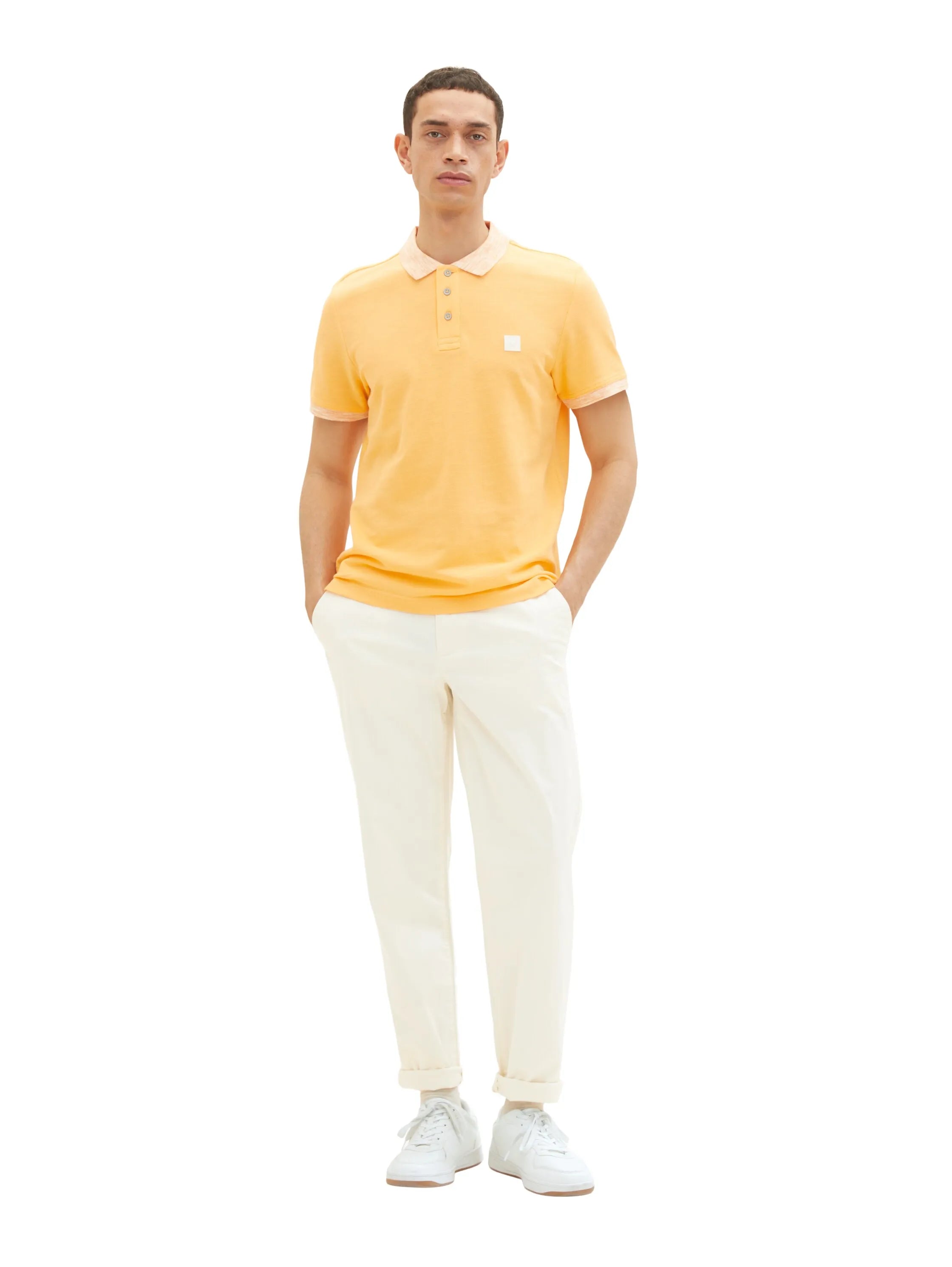 Tom Tailor Washed Out Orange Men Polo Shirt in a Melange Look SKU: 1035628_22225 Image 02