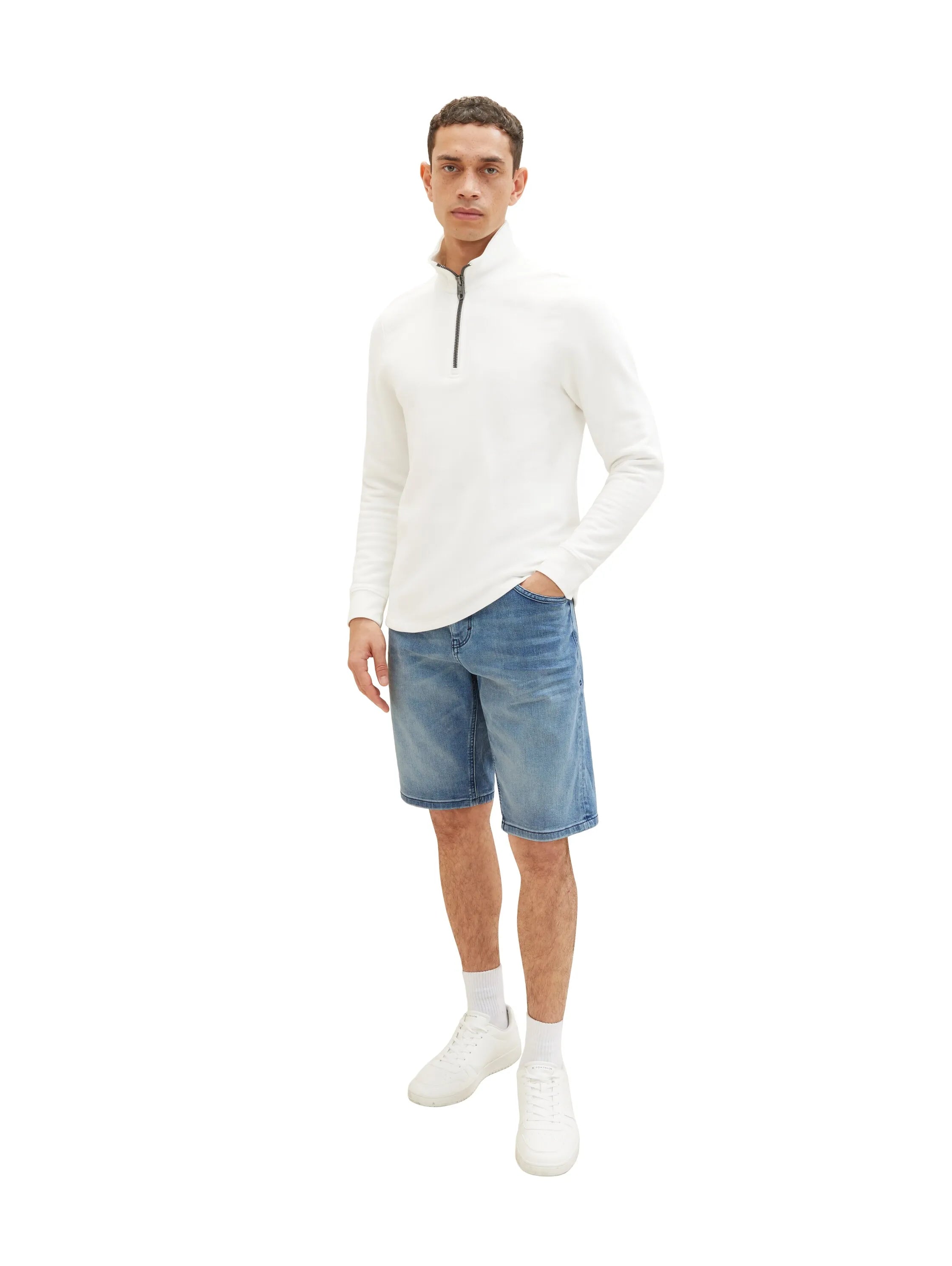 Tom Tailor Used Mid Stone Blue Denim Men Josh Denim Shorts SKU: 1035656_10119 Image 03