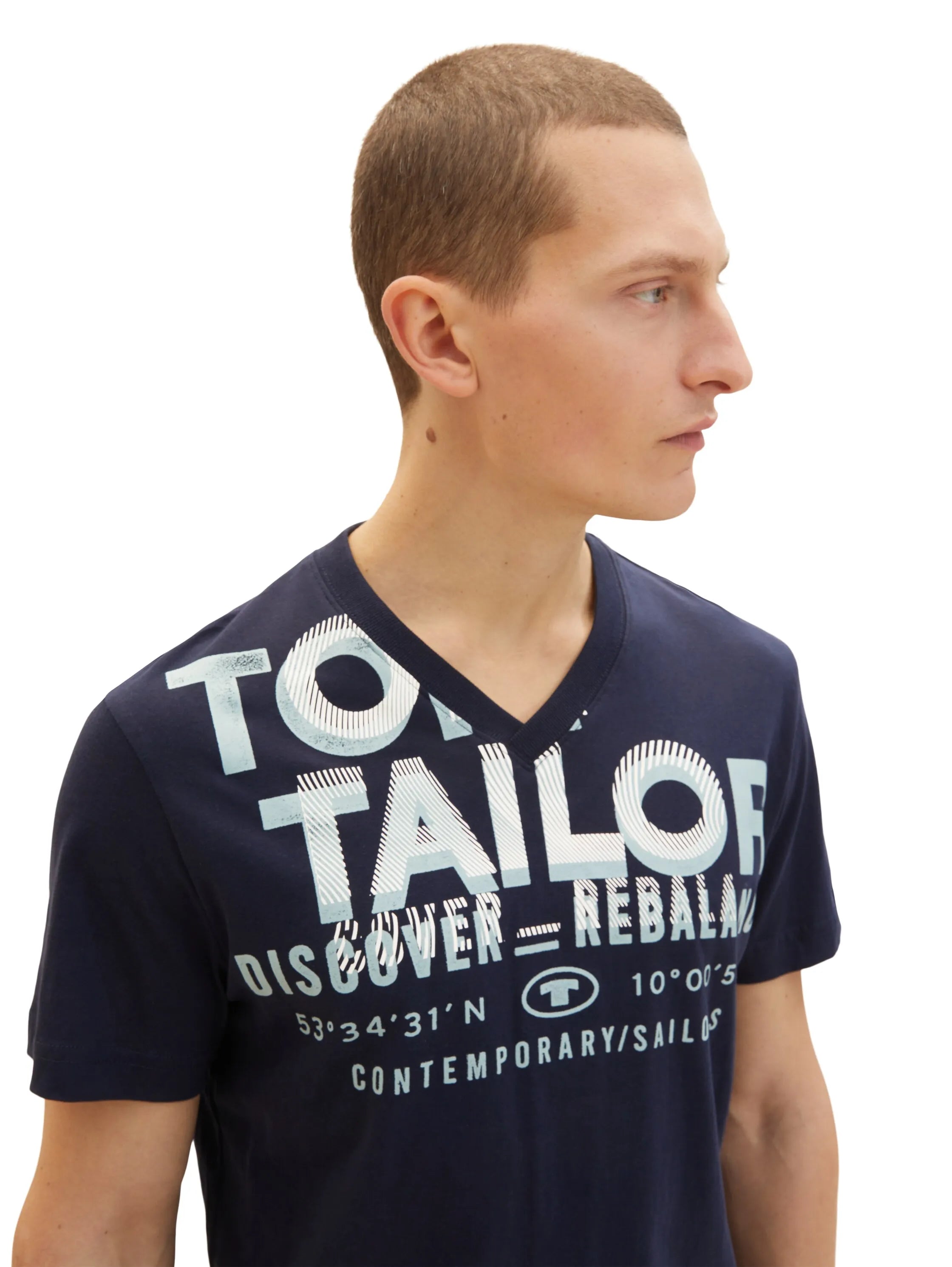 Tom Tailor Sky Captain Blue Men T-Shirt with a Logo Print SKU: 1035657_10668 Image 05