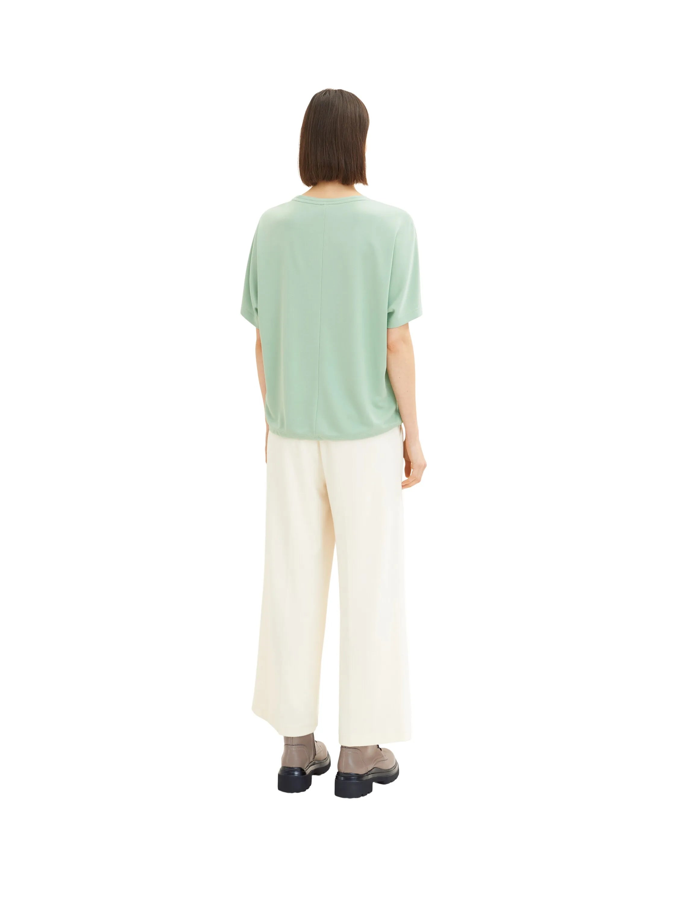Tom Tailor Okra Green Women T-Shirt with Lacing SKU: 1035854_31034 Image 03