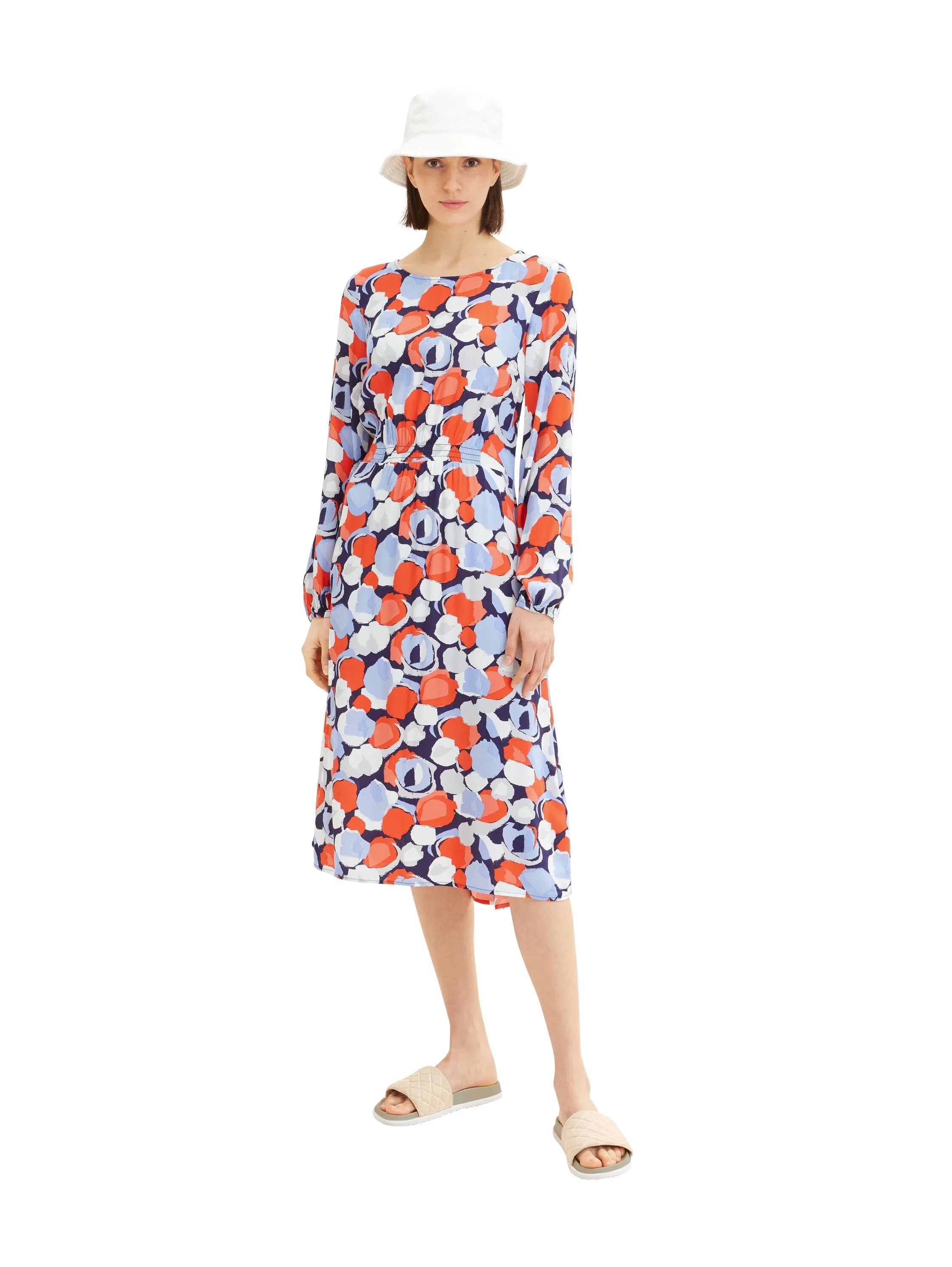 Tom Tailor Navy Flower Design Women Patterned Midi Dress SKU: 1035861_31116 Image 02