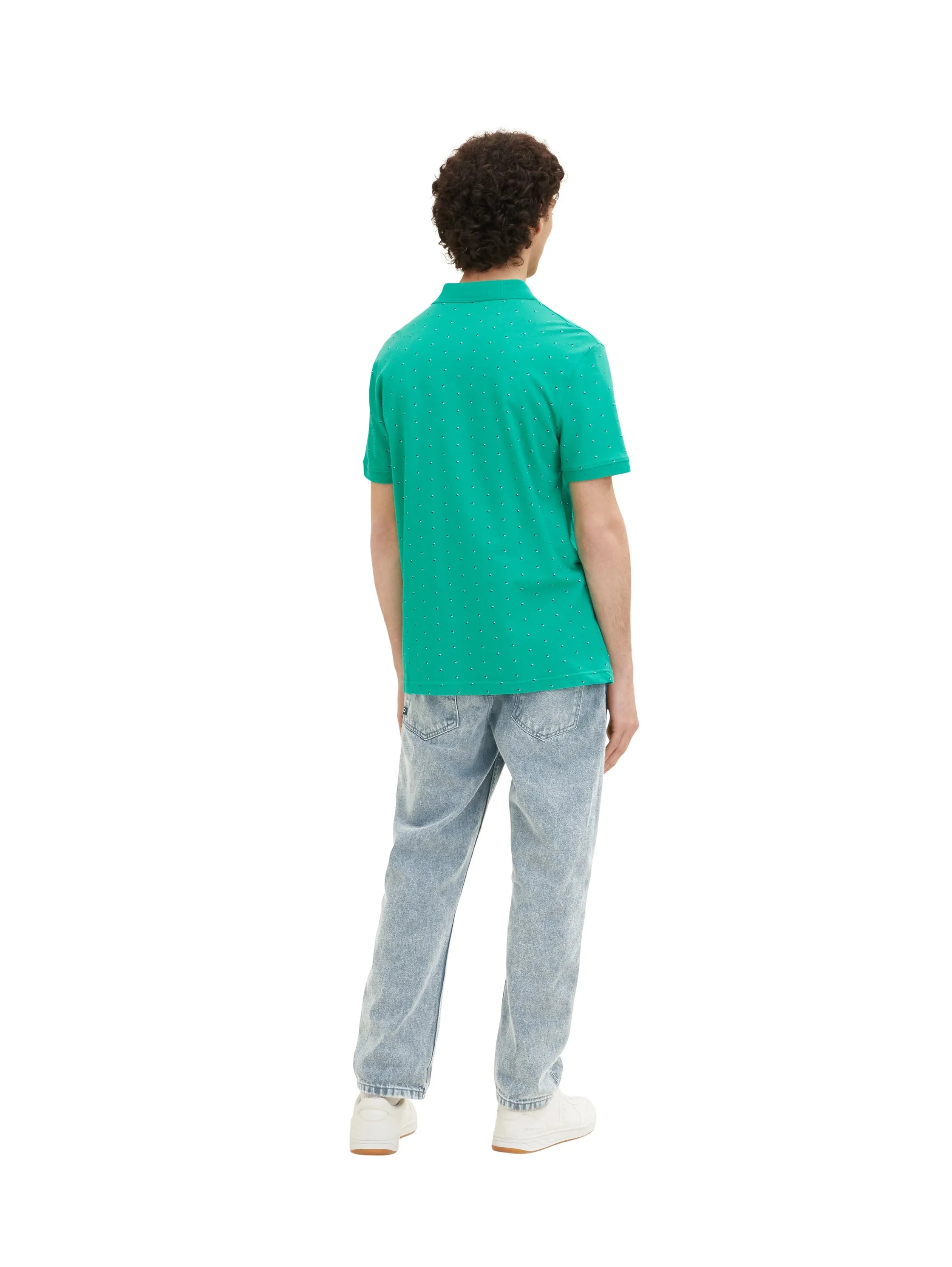 Denim Tom Tailor Green Small Shapes Print Men Polo Shirt with an All-Over Print SKU: 1035863_31581 Image 03