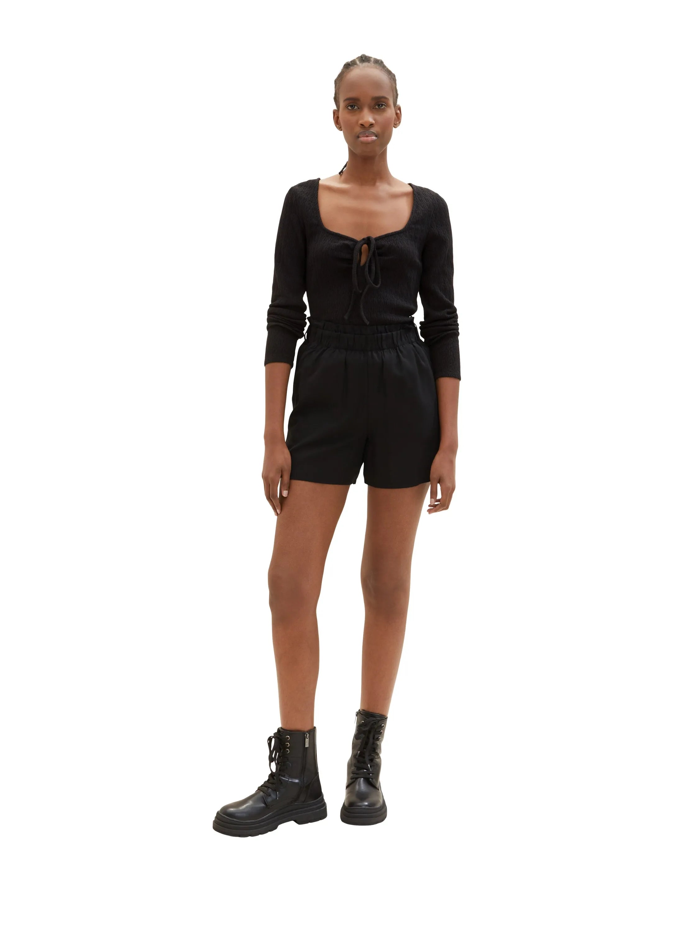 Denim Tom Tailor Deep Black Women Textured Long-Sleeved Shirt SKU: 1035870_14482 Image 02