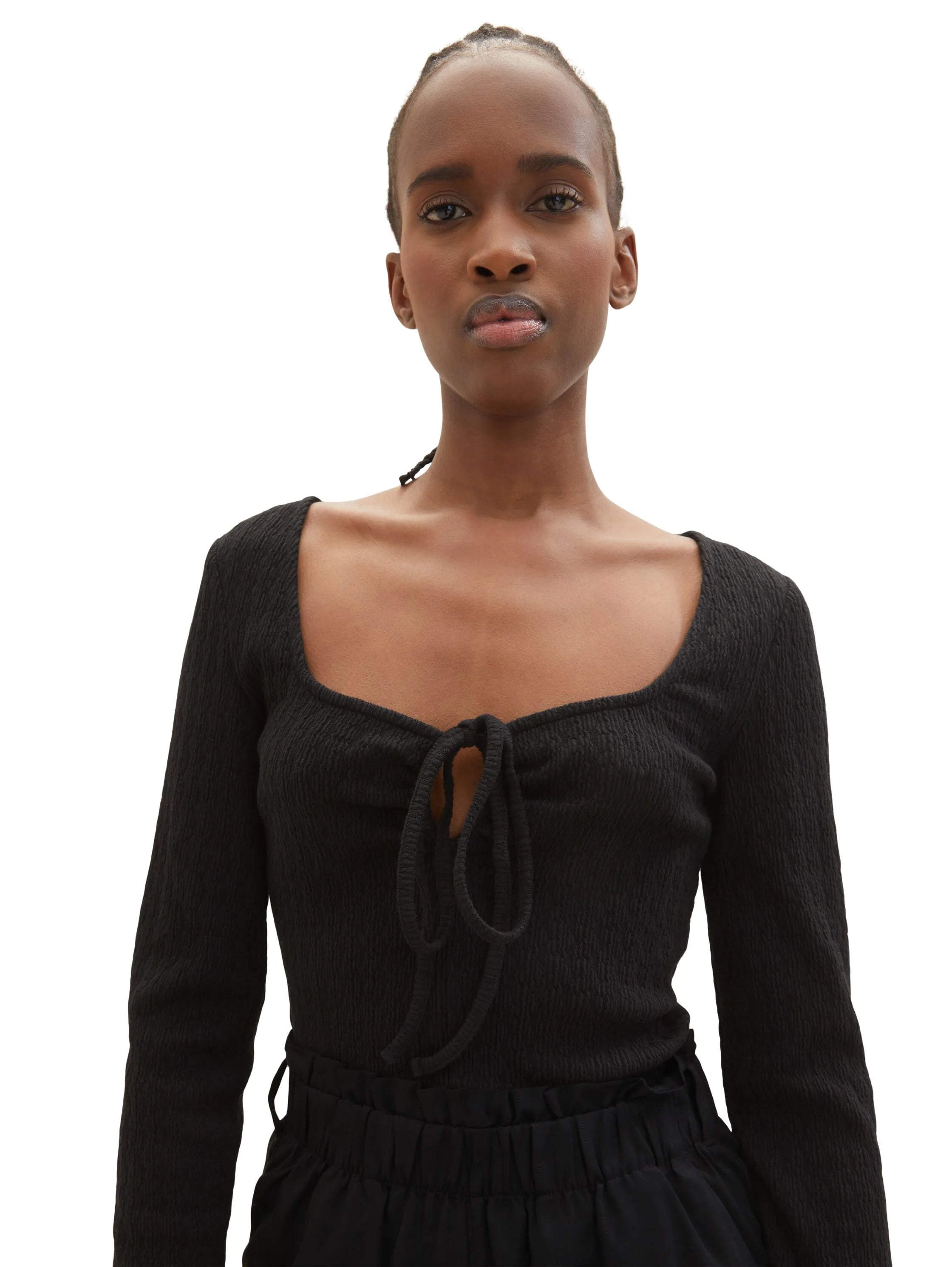 Denim Tom Tailor Deep Black Women Textured Long-Sleeved Shirt SKU: 1035870_14482 Image 04