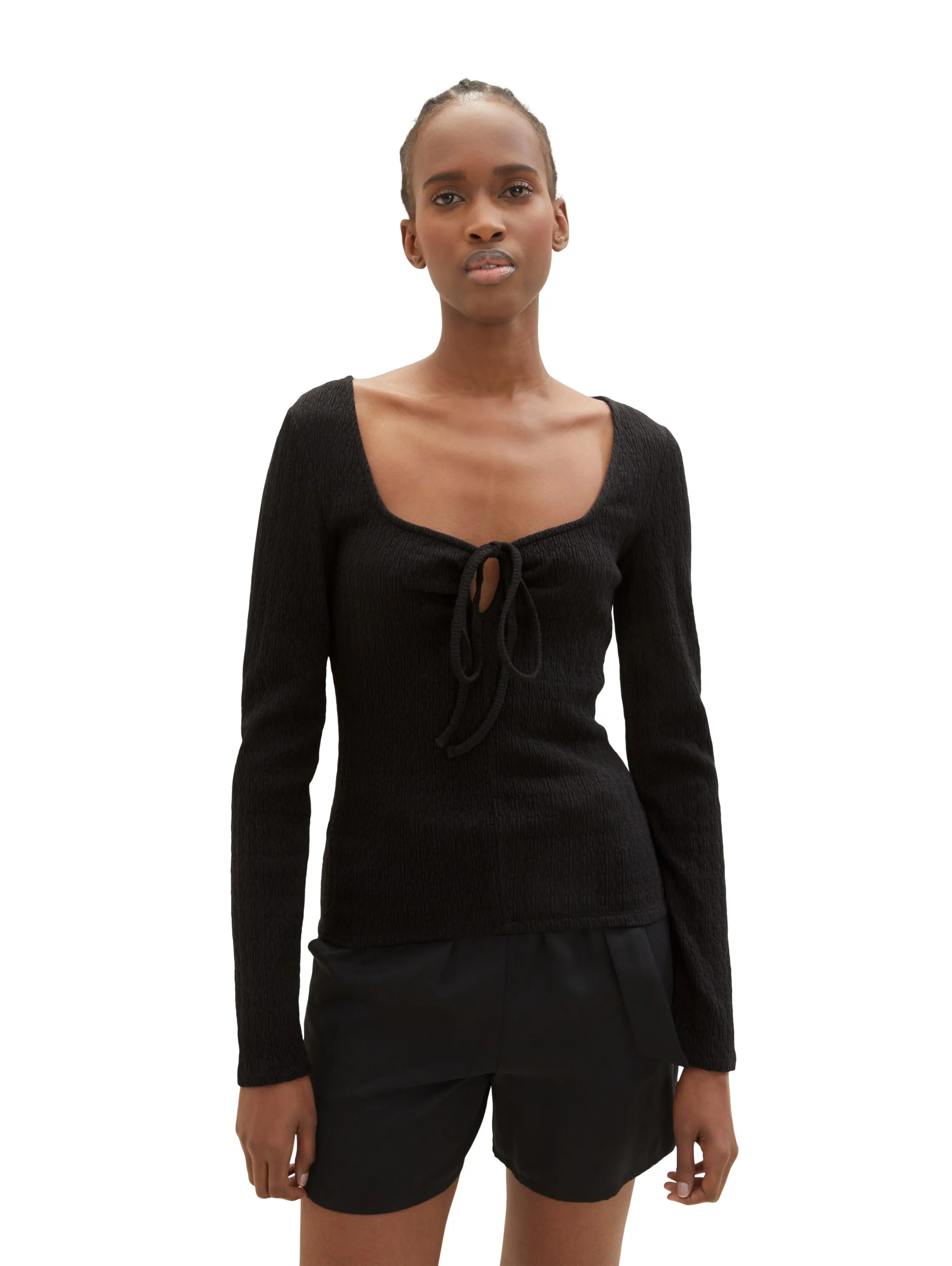 Denim Tom Tailor Deep Black Women Textured Long-Sleeved Shirt SKU: 1035870_14482 Image 05
