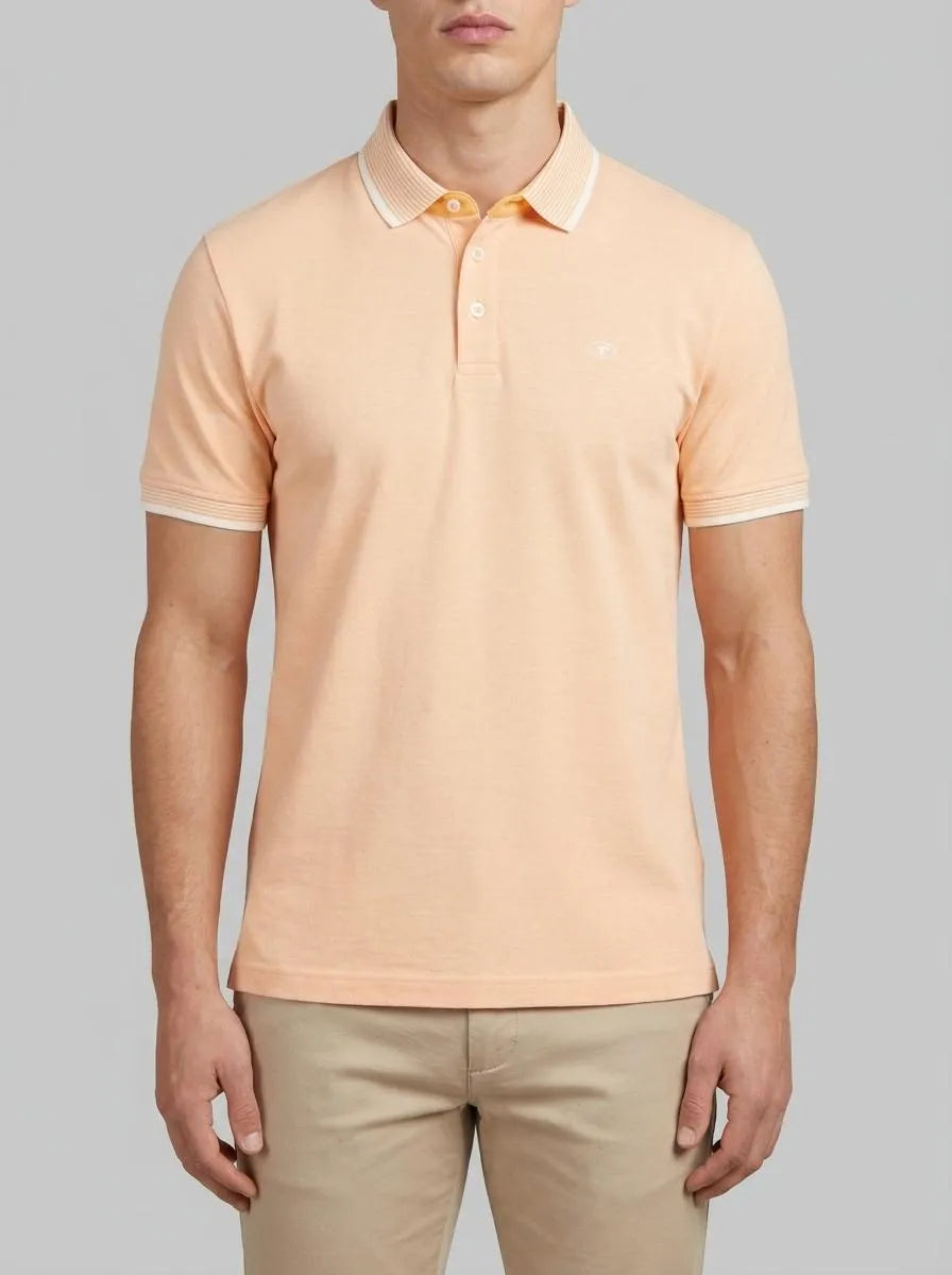Tom Tailor Orange Vintage Beige Twotone Men Basic Polo Shirt SKU: 1035900_31503 Image 00