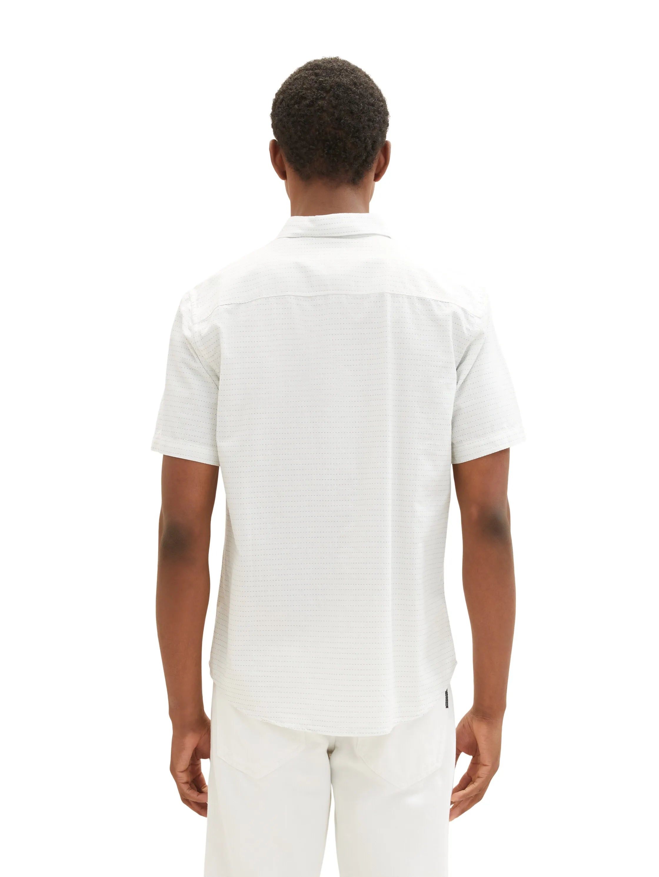 Tom Tailor White Colourful Dots Structure Men Regular Fit Short-Sleeved Dress Shirt SKU: 1036225_31820 Image 03