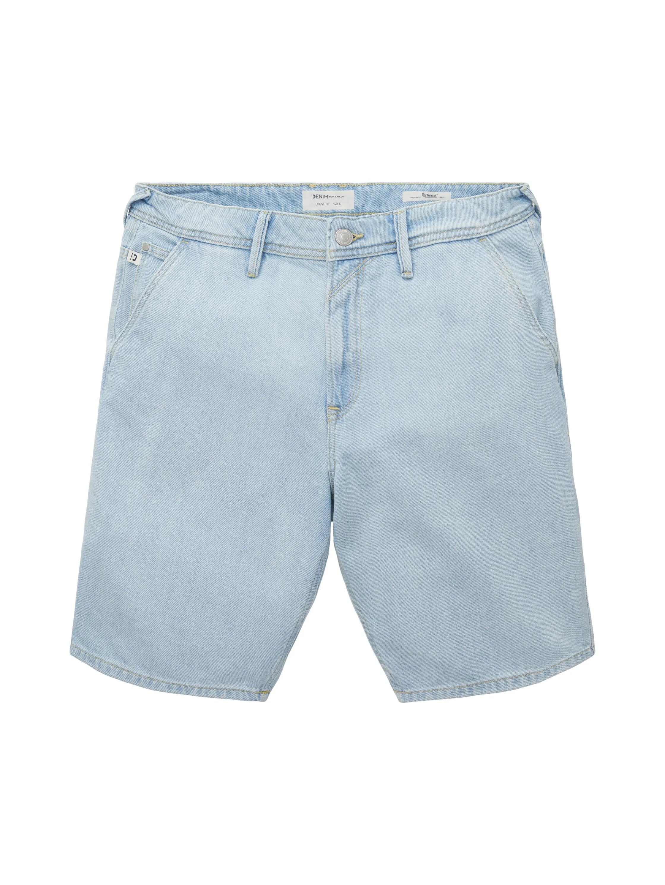 Denim Tom Tailor Used Bleached Blue Denim Men Loose-Fit Denim Shorts SKU: 1036265_10117 Image 08