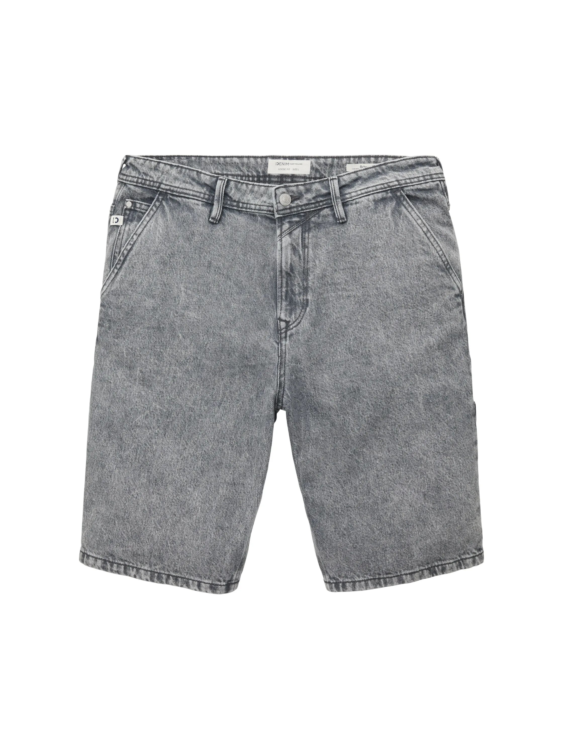 Denim Tom Tailor Used Bleached Grey Denim Men Loose-Fit Denim Shorts SKU: 1036265_10217 Image 08